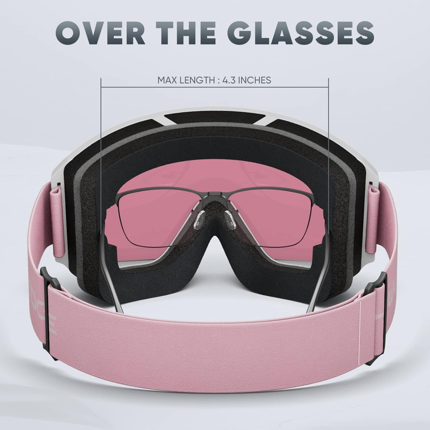 Gafas de esquí y snowboard para hombres, mujeres y jóvenes, OTG 100% protección UV