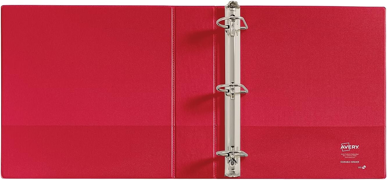 Avery 27203 Carpeta duradera con anillos inclinados, 11 x 8 12, 2 pulgadas, color rojo