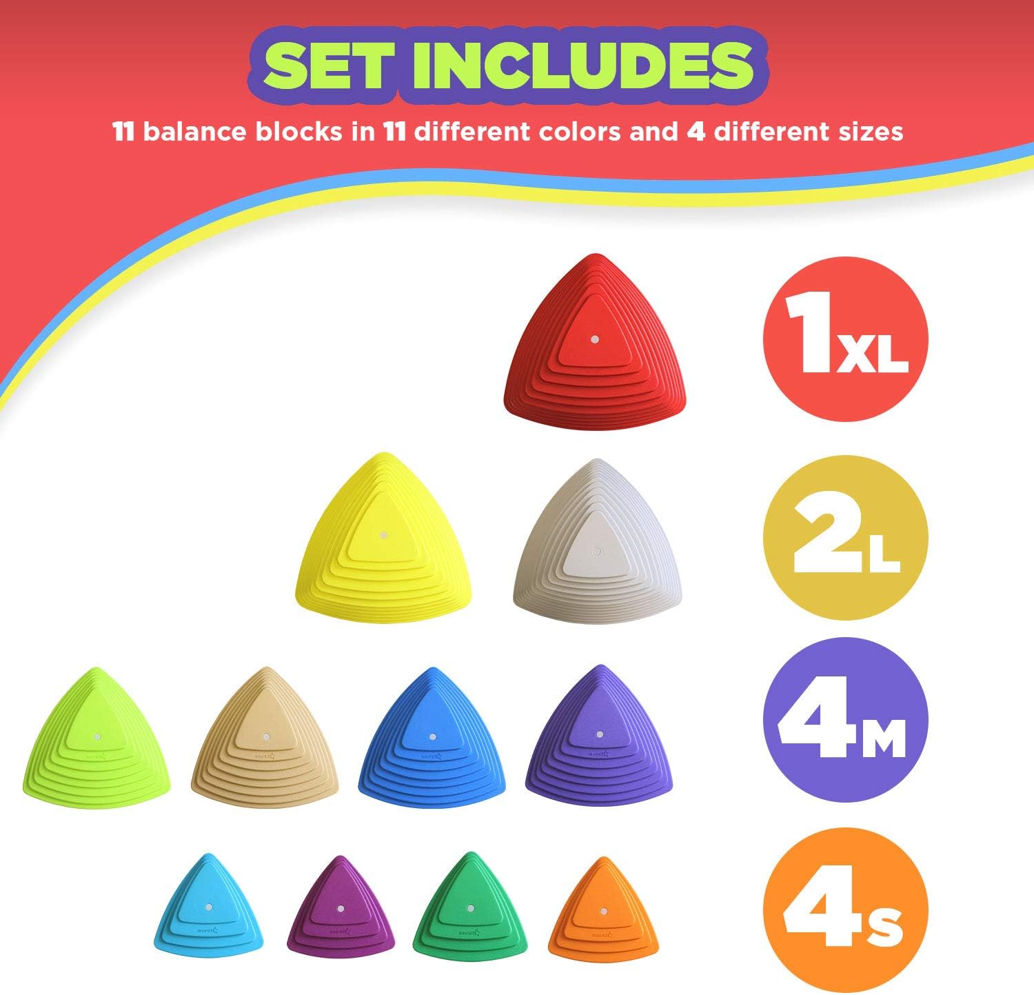 Shape28 Stepping Stones para niños, ideal para el equilibrio, el ejercicio y la coordinación, equipo de juego para interiores y exteriores para niños