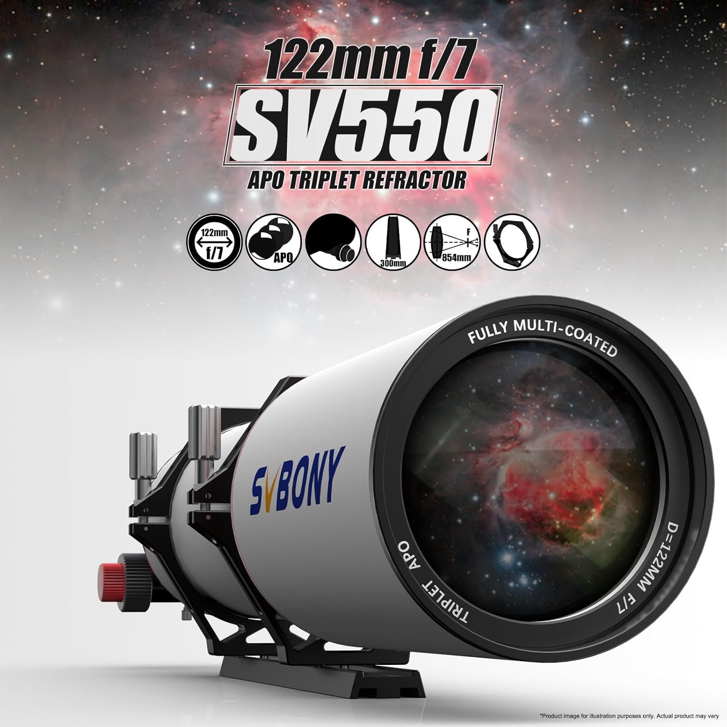 SVBONY Telescopio SV550 APO, telescopio refractor apocromático trillizo F7 de 4.803 in, telescopio astronómico profesional con cola de milano