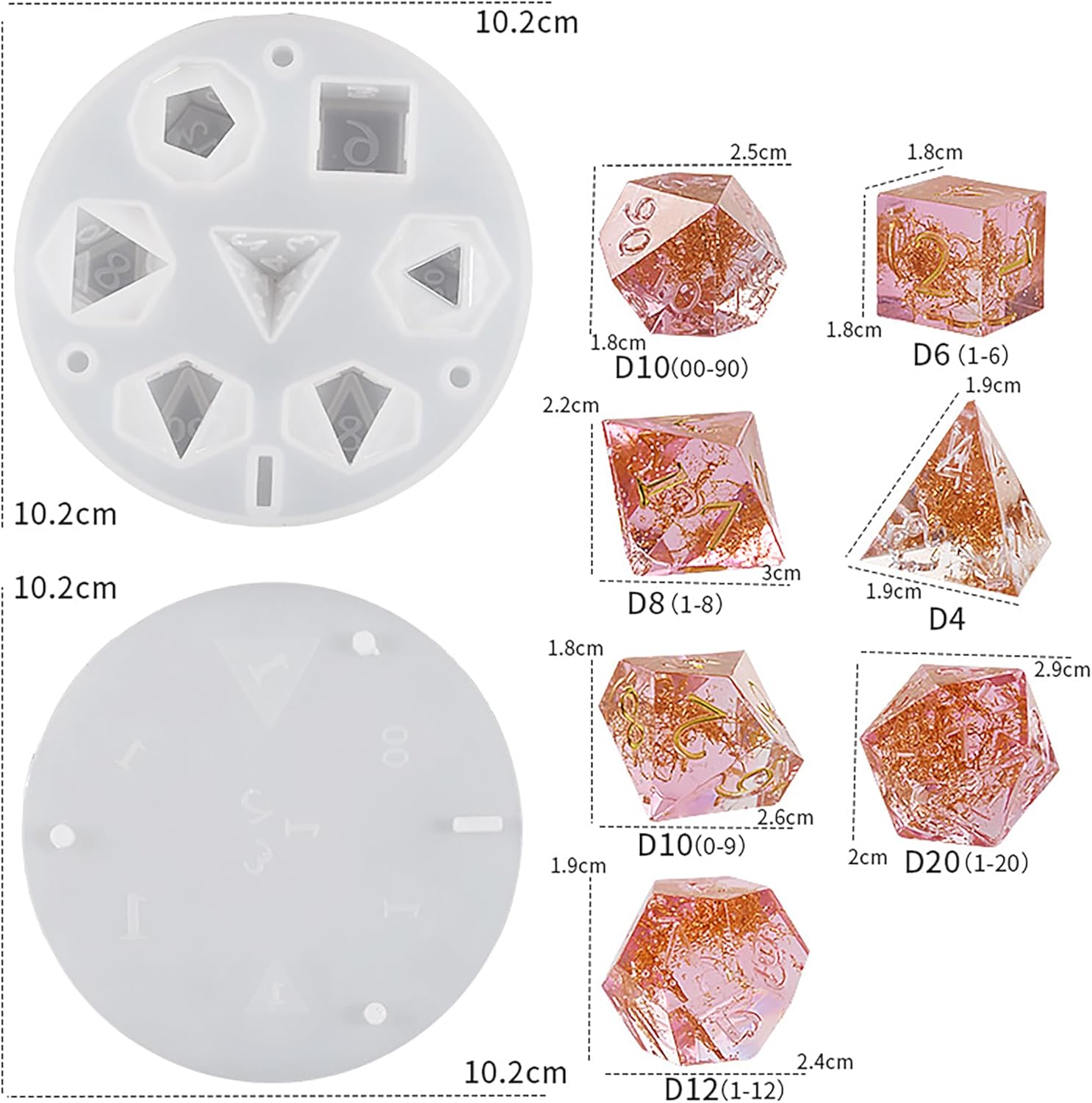 Molde para dados de 7 cavidades, molde de dados de resina para hacer resina, molde de silicona para velas para decorar el hogar, molde para hacer