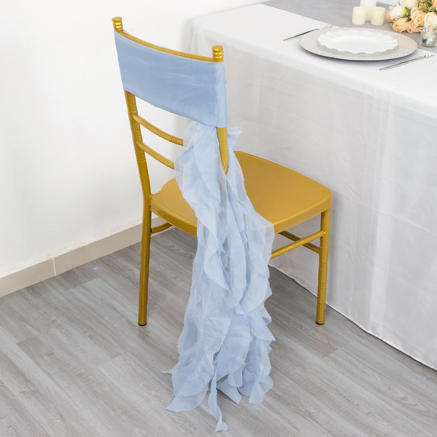 Efavormart – Faja de silla rizada de gasa azul polvoriento