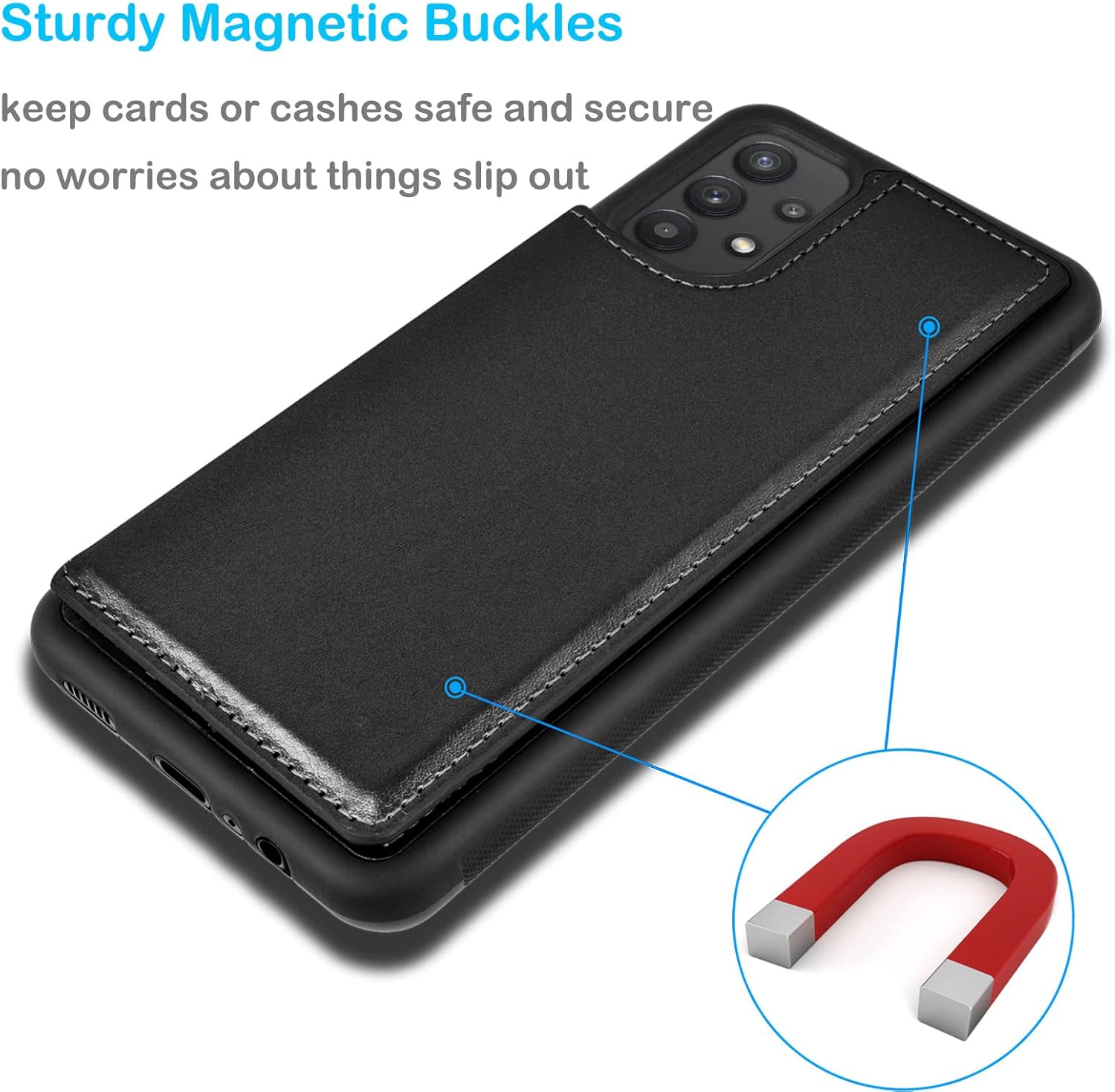 Tekcoo Funda tipo cartera para Galaxy A32 5G, de piel sintética, minimalista, de lujo, para tarjetas de crédito, con ranuras para tarjetas de