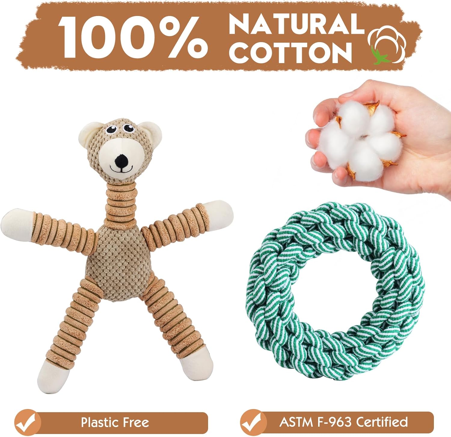Juguetes de cuerda para perros, juguetes chirriantes para cachorros, perros pequeños, medianos y grandes, juguete de peluche de oso para perros,