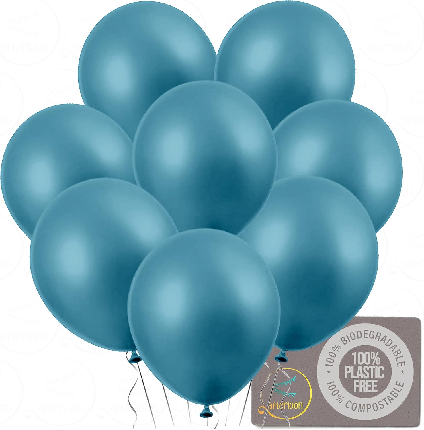 AFTERLOON – Globos de látex natural, 24 unidades, color verde azulado perlado de 10 pulgadas, flotador de helio biodegradable extrafuerte, grueso,