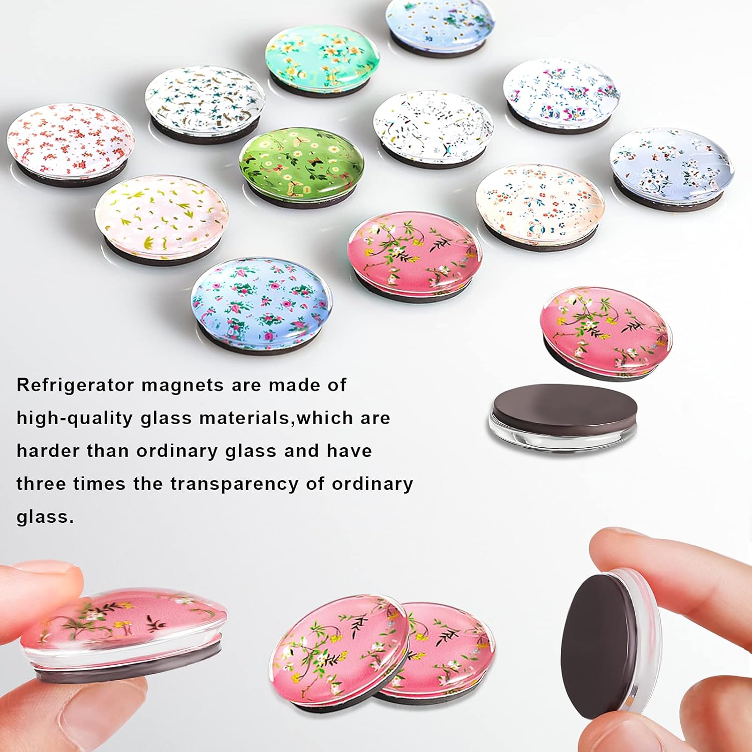 Imanes para nevera, 12 imanes para refrigerador con flores, imanes para nevera de cocina, imanes para casillero para niñas, bonitos imanes para