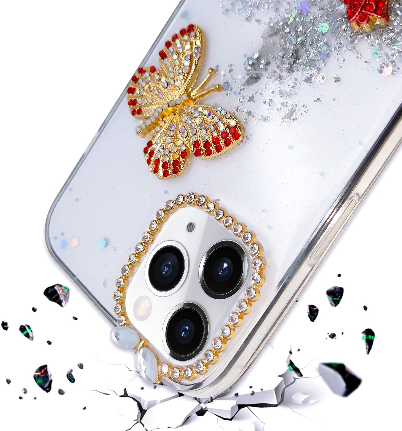 Guppy Compatible con iPhone 13 Pro Max Bling Diamond Case para mujeres y niñas, funda protectora suave y delgada de 6.7 pulgadas con lentejuelas
