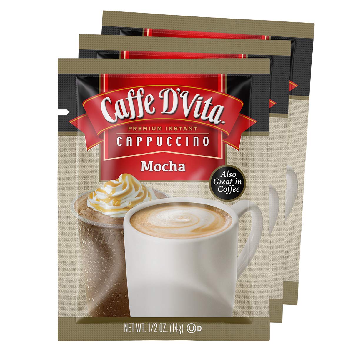 Caffe D’Vita Mezcla de capuchino de moca, mezcla de polvo de moca, mezcla instantánea de capuchino, sin gluten, sin colesterol, sin aceites