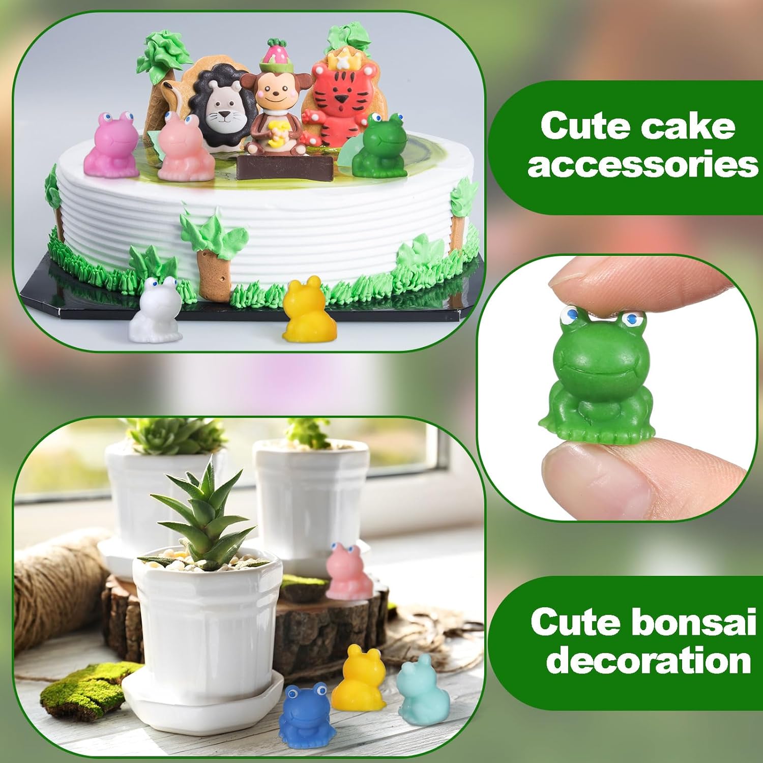 Huwena 210 piezas de mini ranas de resina, figuras en miniatura de rana bonita para jardín, ranas pequeñas, adornos de jardín, animales en