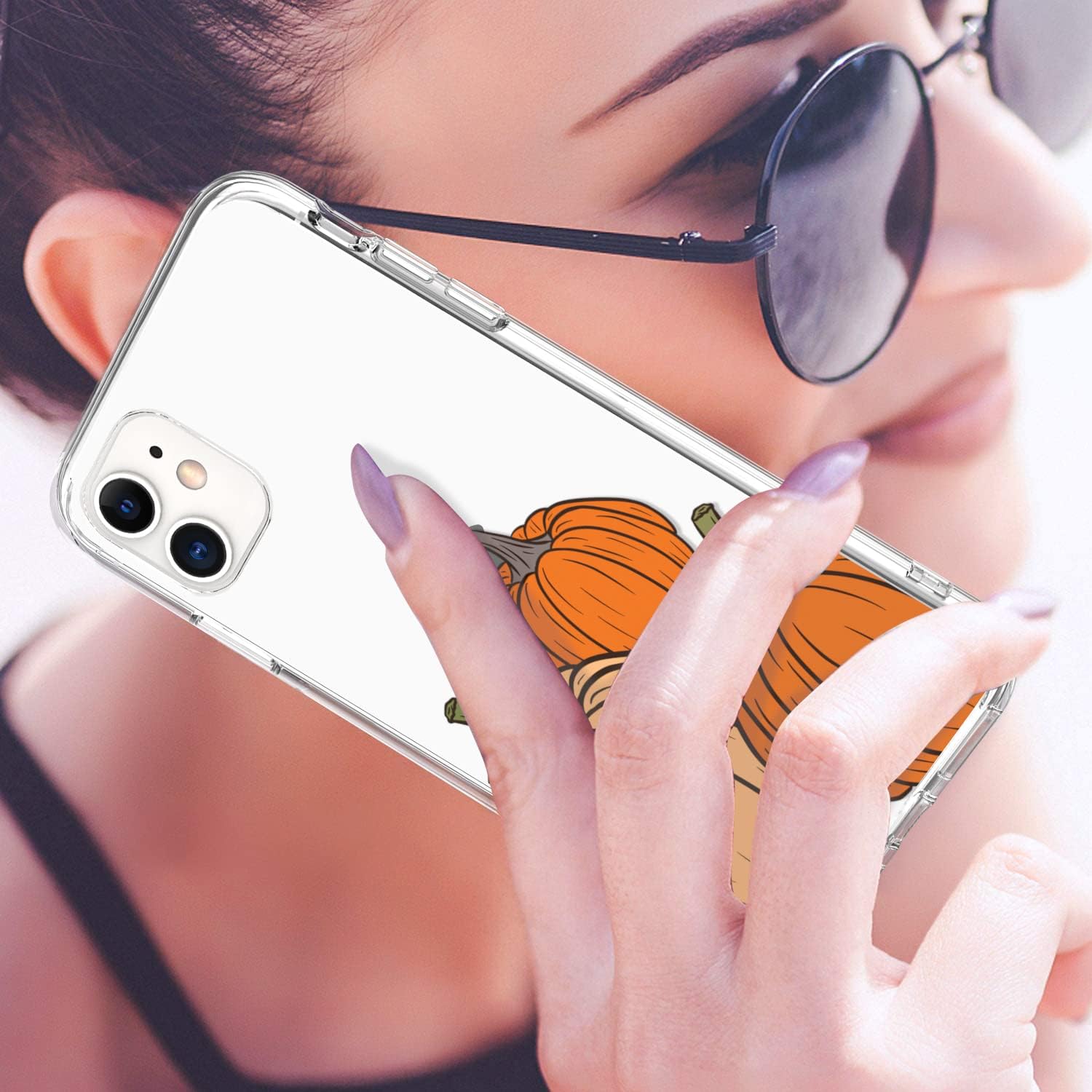 LUHOURI Funda diseñada para iPhone 11 con protector de pantalla, ajuste delgado, funda de acrílico transparente resistente para mujeres y niñas,