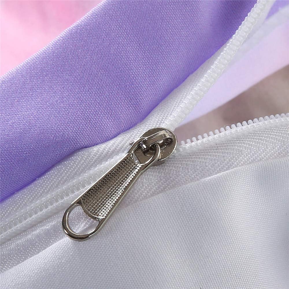 ADASMILE A & S Juego de ropa de cama de unicornio tamaño individual para niñas, juego de ropa de cama para niñas con estampado floral de corazón
