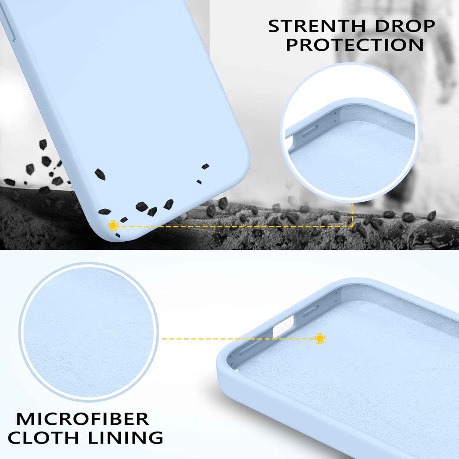 GUAGUA Funda de silicona para iPhone 15 Pro Max, compatible con Magsafe de goma suave, forro de microfibra delgada, funda de textura de cojín a