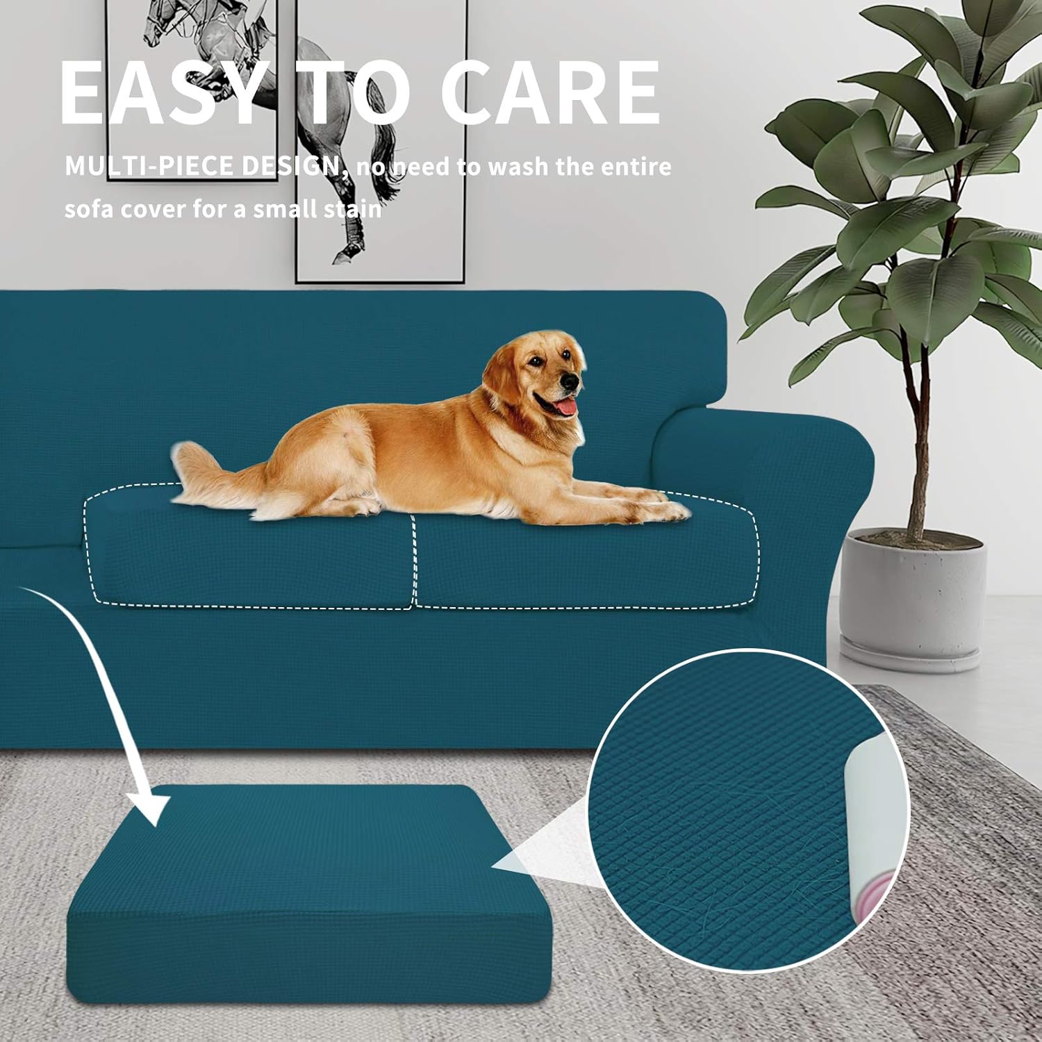 Easy Going – Funda elástica para sofá de dos plazas, para perros, lavable para sofá, para 2 cojines separados, tela elástica, Jacquard, protector de