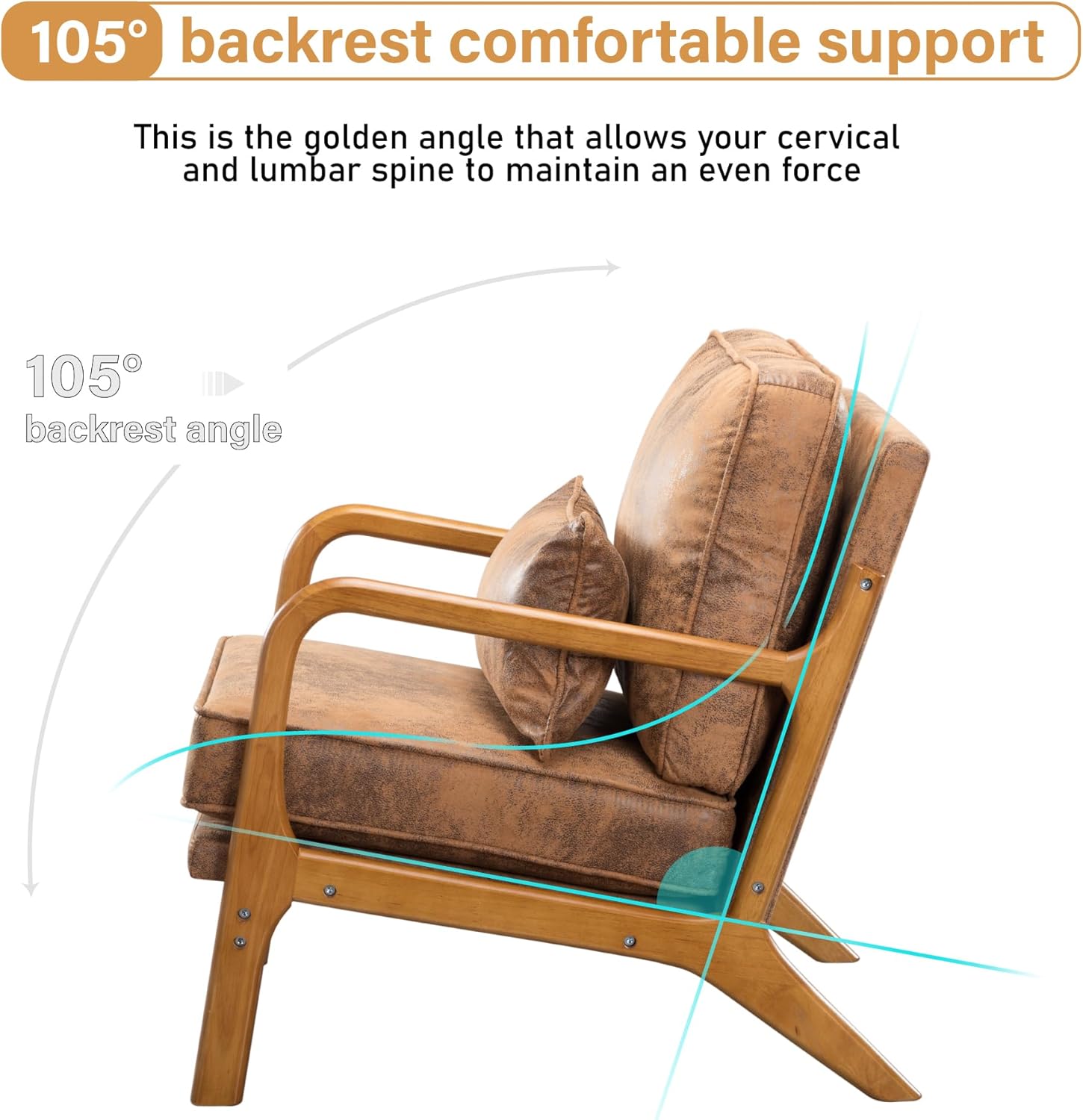 Silla decorativa para sala de estar, sillón tapizado moderno de mediados de siglo con almohada, sillón de lectura, cómoda silla decorativa para
