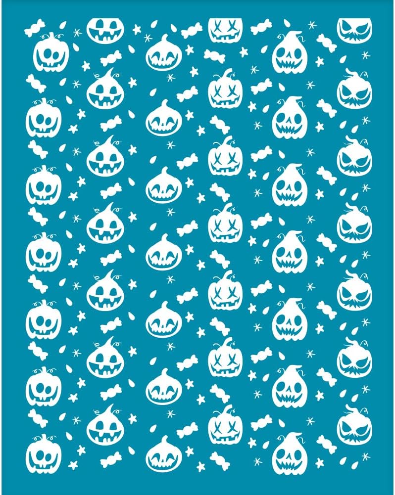 OLYCRAFT Plantillas de arcilla de calabaza de 4 x 5 pulgadas, pantalla de seda para arcilla polimérica, plantillas de serigrafía de caramelo de