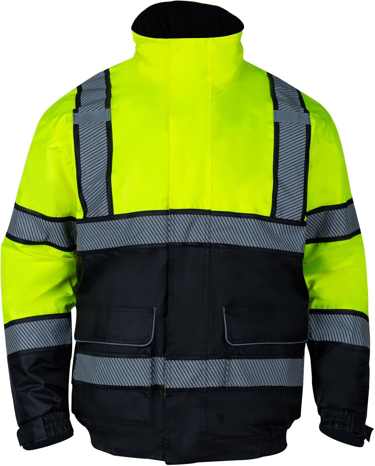 Hi Vis – Chaquetas de invierno reflectantes de seguridad para hombre, forro polar, chaqueta de alta visibilidad ANSI Clase 3 (amarillo, M)