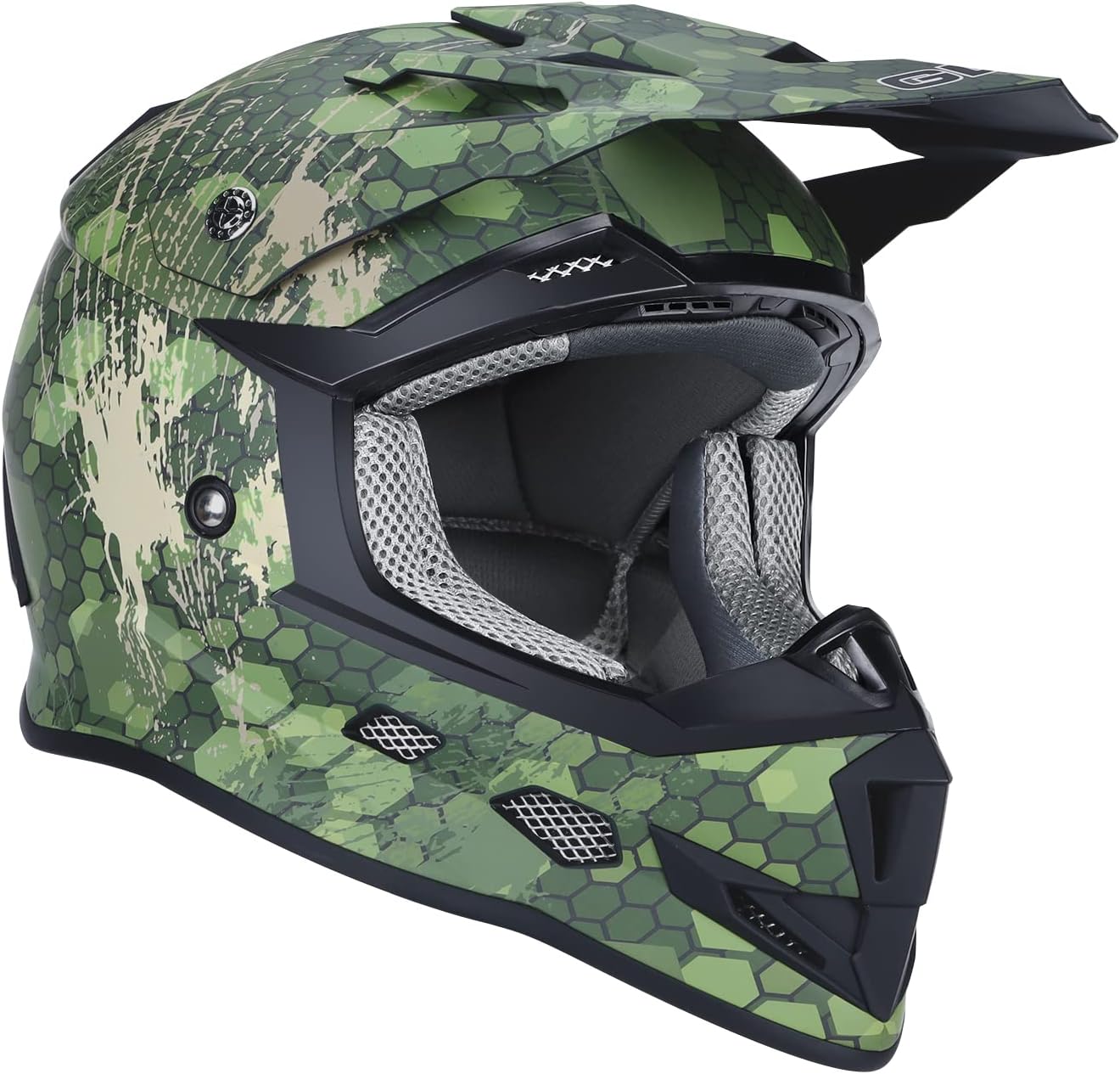 GLX – Casco de cara completa GX623 DOT para motocrós, motocicleta y cuatrimoto todoterreno para niños y jóvenes conjunto de casco de cara completa,