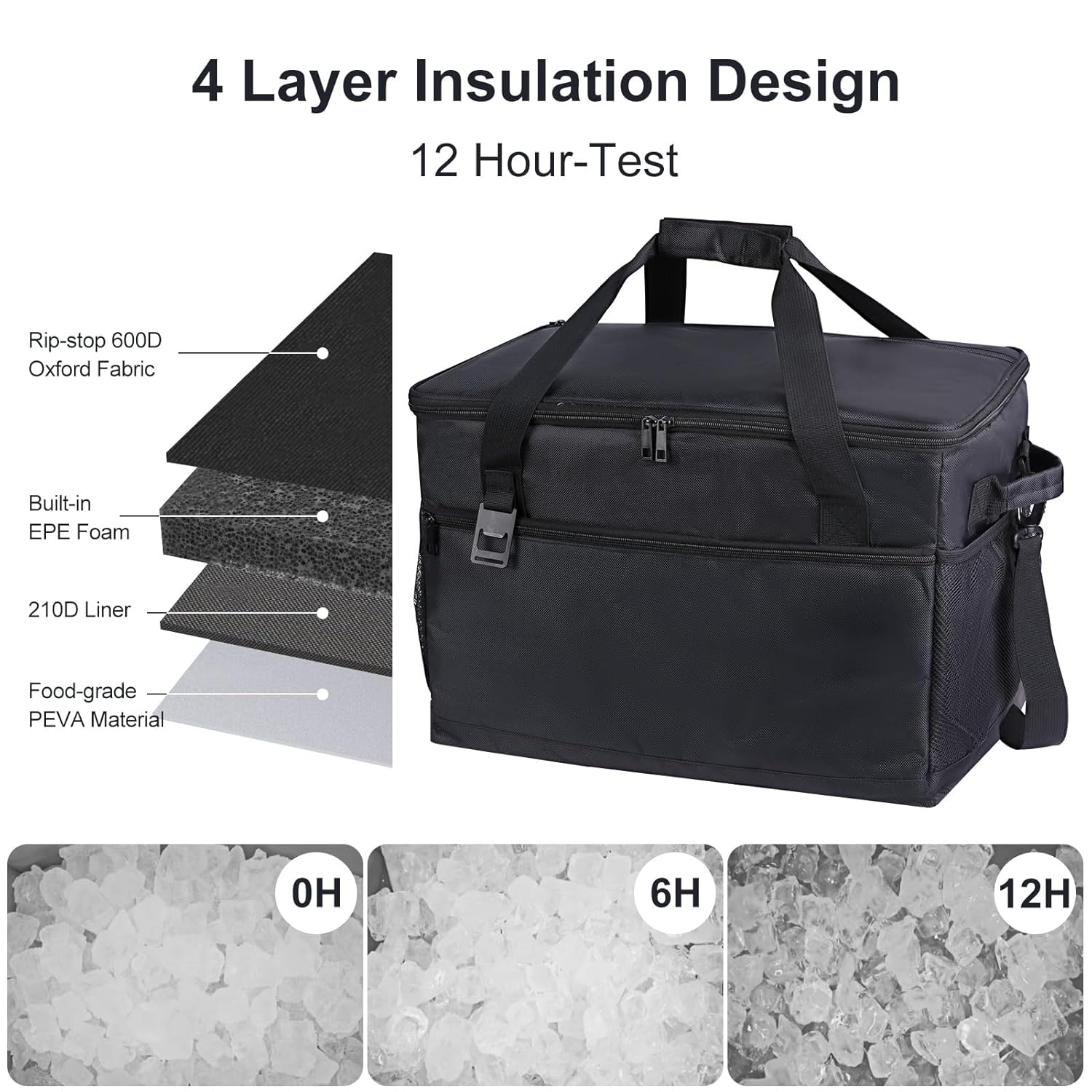 Bolsas enfriadoras  Mantiene el hielo 60 latas aisladas con correas ajustables para el hombro  Ideal para pícnics, barbacoas, camping, portón