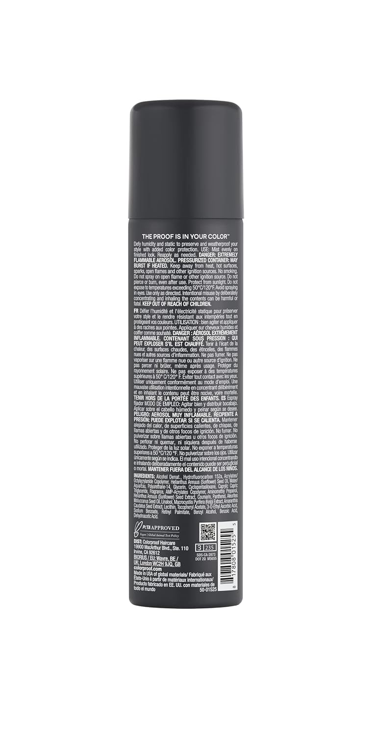 Colorproof Humidity Rx Style Lock Spray para el cabello, 5 onzas líquidas, laca para el cabello sin sulfato con aroma a madera de coco