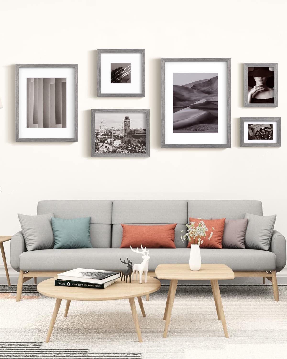 Egofine Portarretratos de 5 x 7 de madera maciza con plexiglás, para exhibir fotos de 3.5 x 54 x 6 con paspartú o 5 x 7 sin paspartú, juego de 4