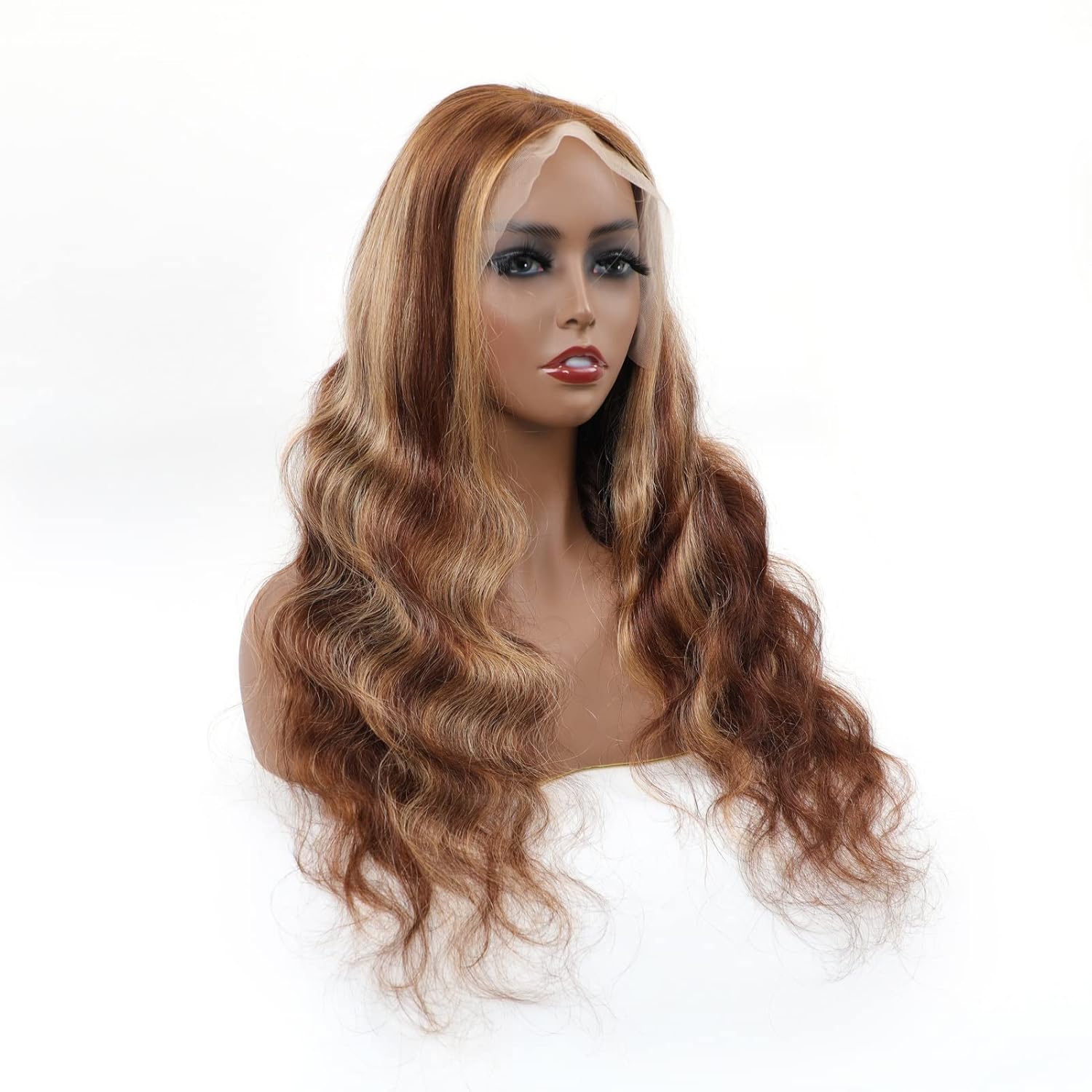 BLY Pelucas de cabello humano con encaje frontal transparente HD de 13 x 4, densidad del 250 %, peluca de cabello humano con reflejos degradados, 24