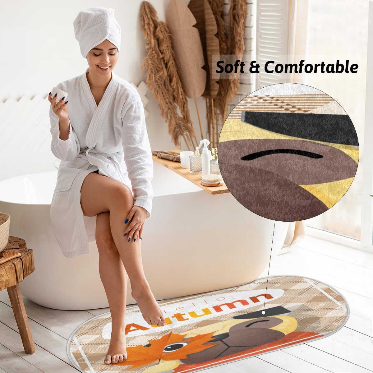 Maple Dog Memory Foam Bathroom Rug Runner Soft Cozy Bath Rug Water Absorbent Non-Slip Bathroom Mat Thick Velvet Shower Mat Bath Mat for Bathroom