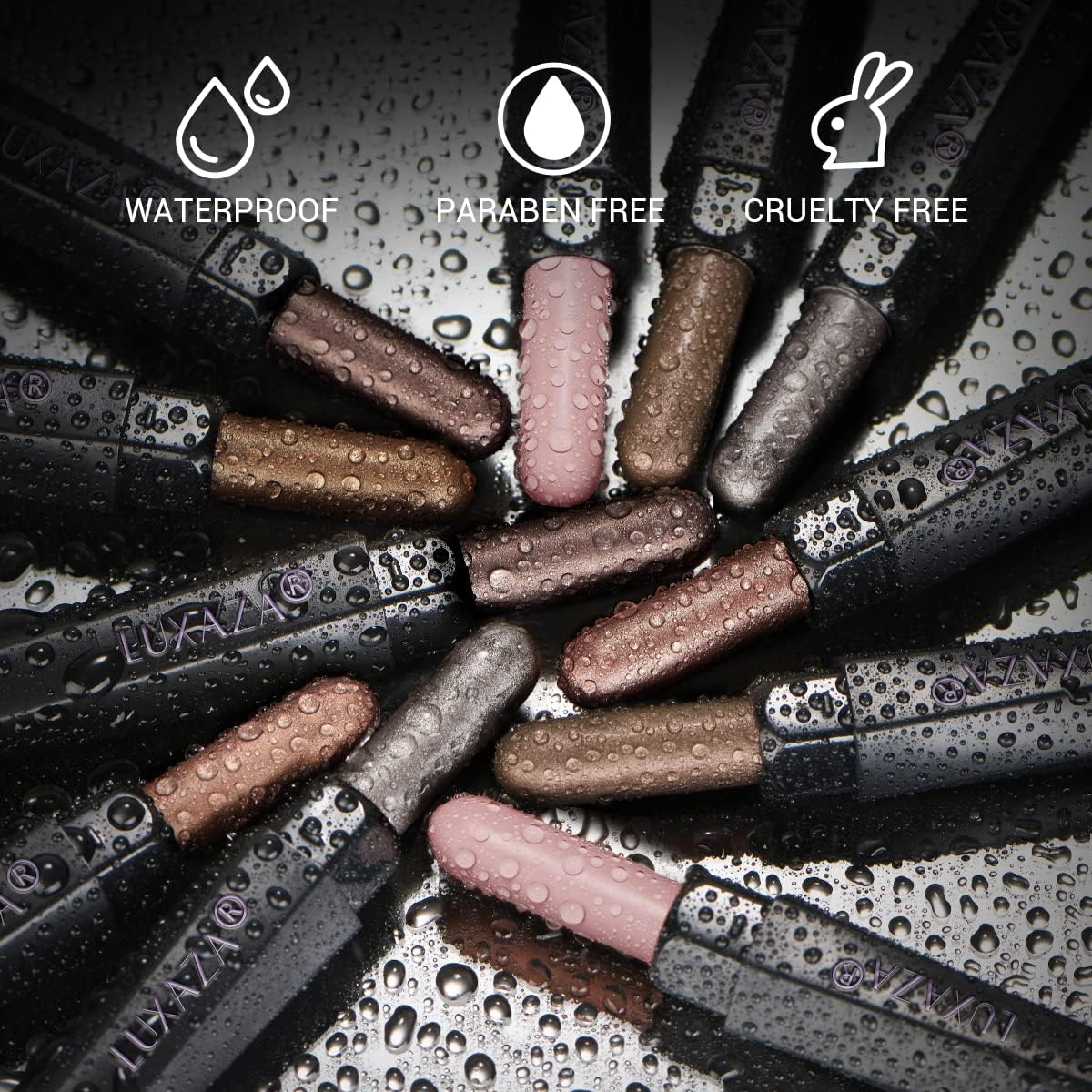 6 lápices de sombra de ojos neutros y marrones metálicos, color champán, brillante, crema, iluminador de ojos, maquillaje, profesional impermeable y