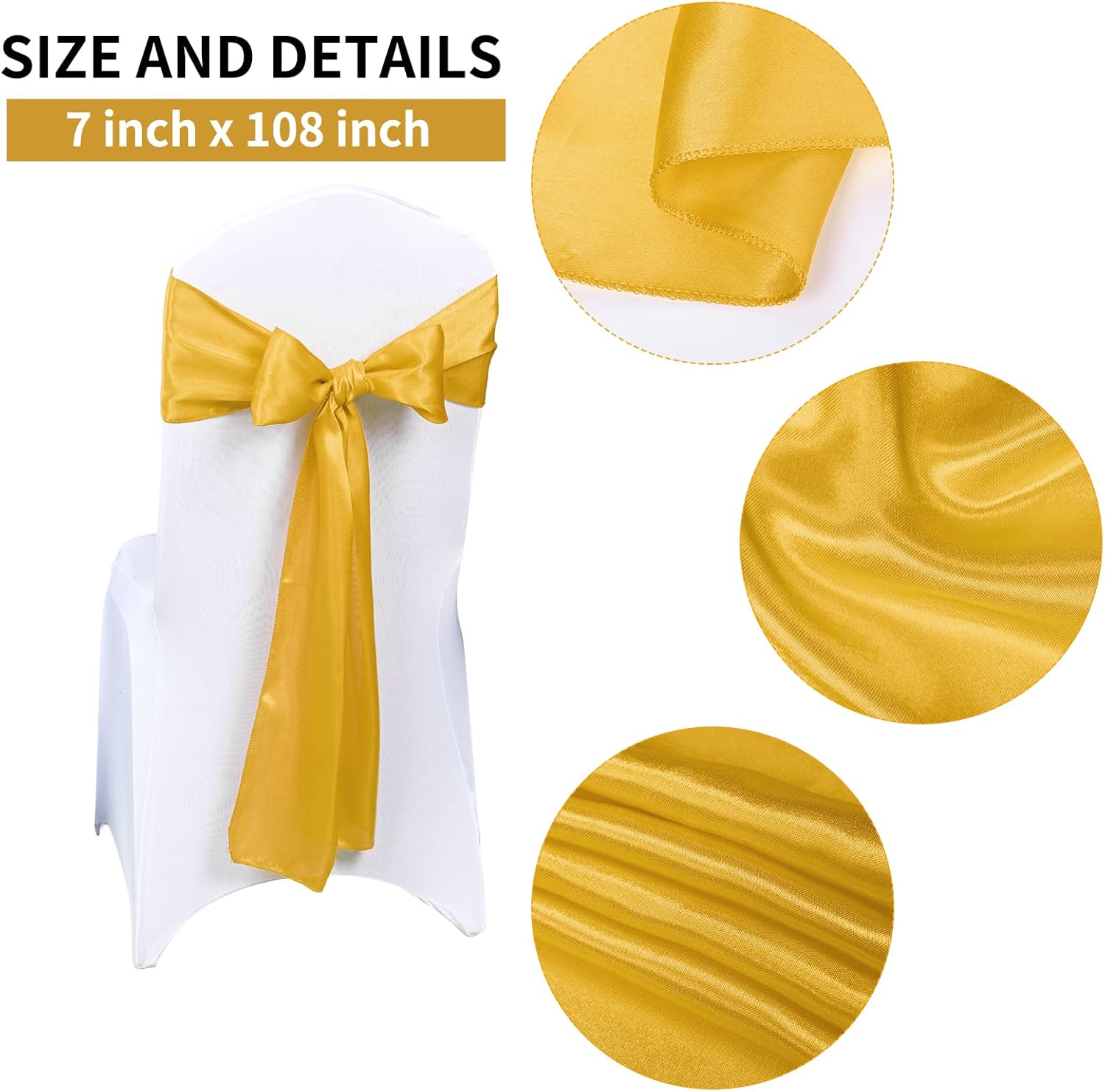 REWOMC 50 bandas de satén para silla, diseño de lazo decorativo, para Acción de Gracias, boda, vacaciones, banquetes, fiestas, decoración del hogar