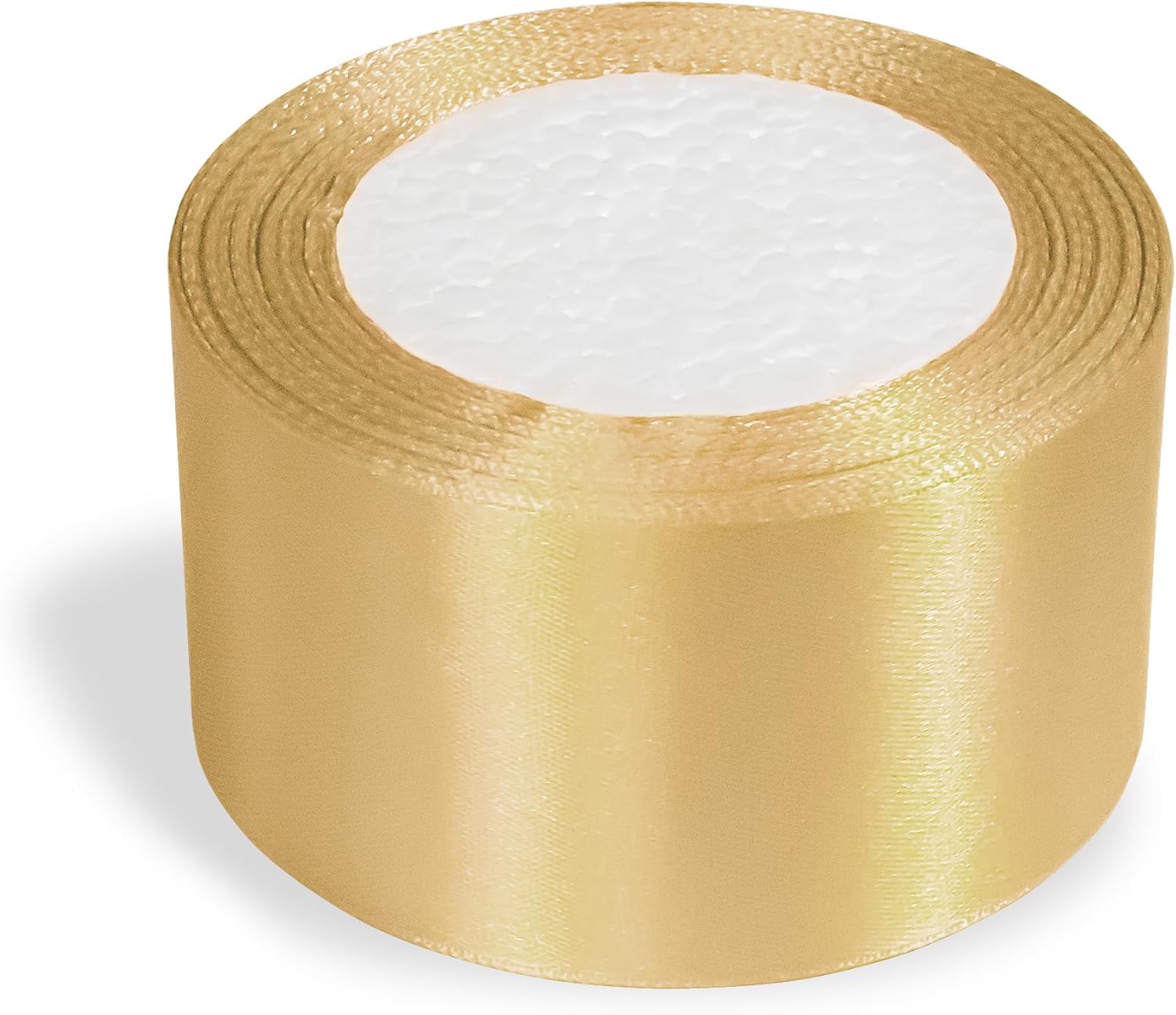 Cinta de 1 pulgada para manualidades, cinta de regalo, rollo de cinta sólida de satén de 1 pulgada x 25 yardas (beige)