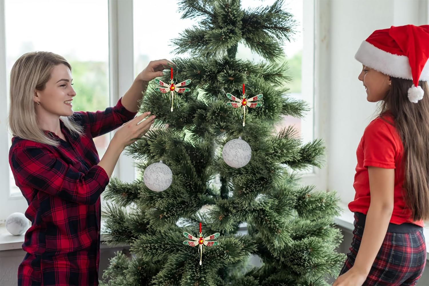 WhatSign Adornos de libélula para árbol de Navidad, libélula de metal, adornos de Navidad, libélula adornos de árbol de Navidad, adornos de libélula