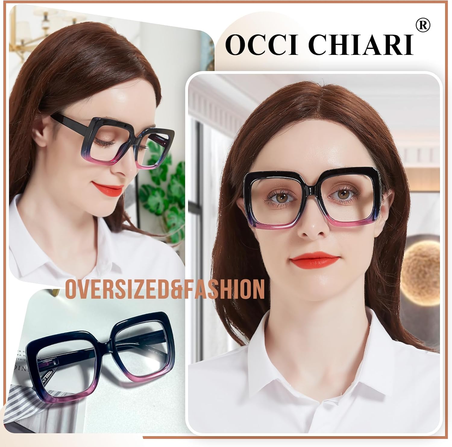OCCI CHIARI Lentes de lectura grandes azules para mujer, nerd, lectores 2.5 x (1.0 1.25 1.5 1.75 2.0 2.25 2.5 2.75 3.0 3.5 4.0 5.0 6.0)