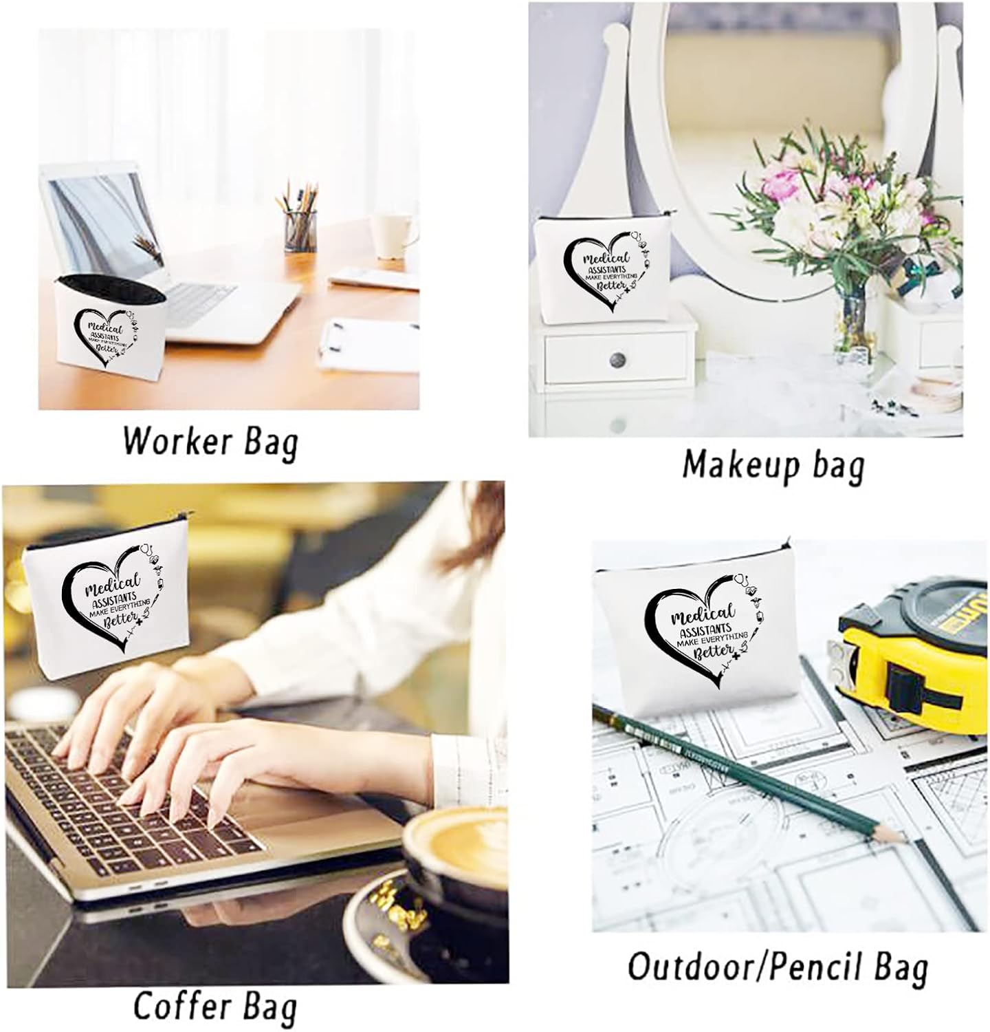 CMNIM Bolsa de maquillaje para asistente médico, bolsa de suministros de graduación para la escuela de enfermería, regalos para enfermeras, médicos,