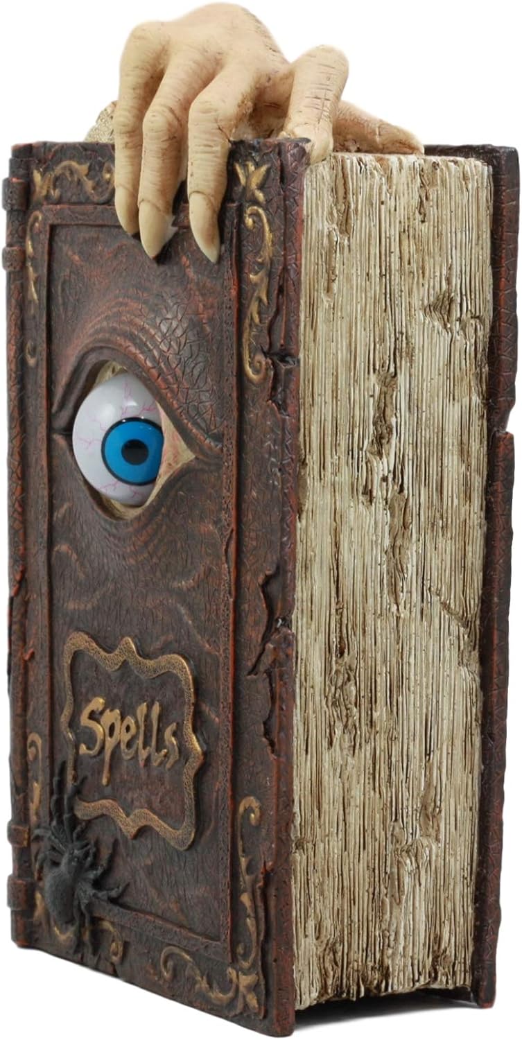 Ebros Witchcraft Hechicería realista de libro de hechizos de hechizos de hechizos Estatua decorativa de 8.5 pulgadas de alto