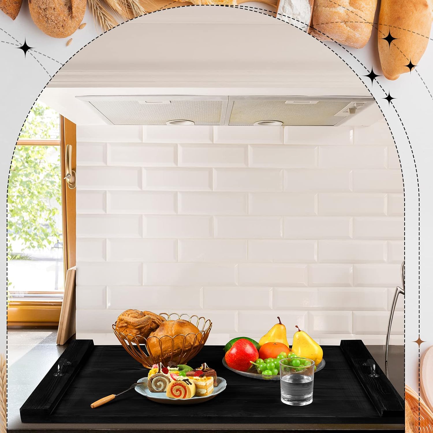 Chunful Cubierta superior para estufa, 30 x 22 pulgadas, tabla de fideos de madera rústica, cubierta de estufa eléctrica a gas con asas para