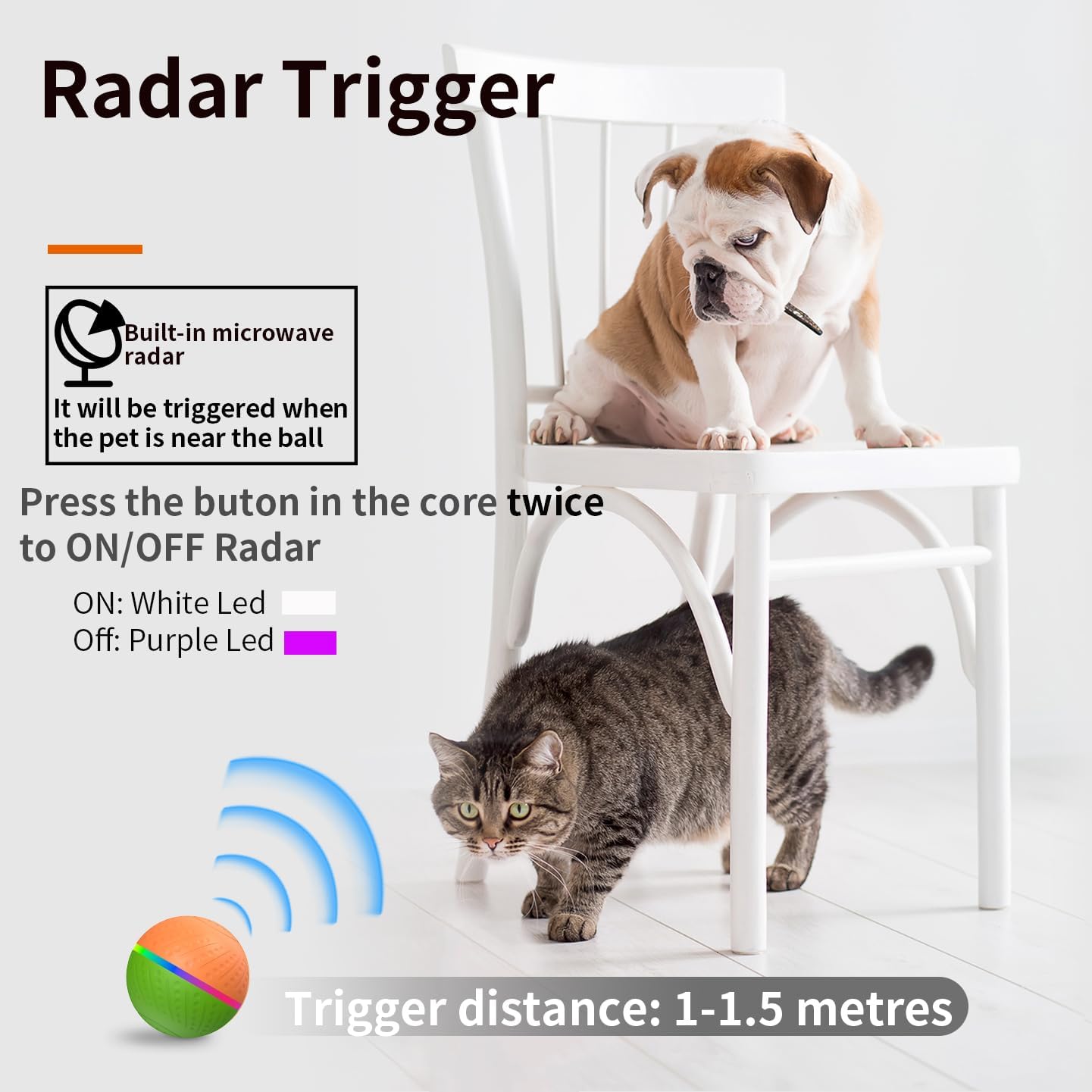 2023 – Pelota interactiva de juguete para perros con sensor de radar mejorado, bola de juguete inteligente para perros, bola rodante para perros