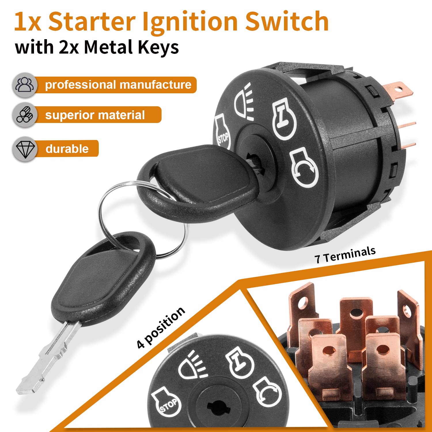 Interruptor de encendido de arranque con 2 llaves para John Deere X100 Series Tractor X300 X304 X310 X320 X324 X330 X340 X350 X354 X360 X370 X380