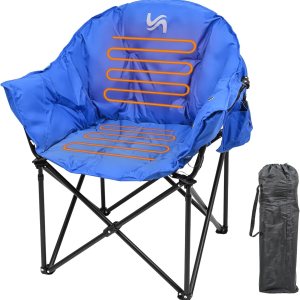 Slsy Silla de campamento con calefacción de gran tamaño que calienta el respaldo y el asiento, silla de campamento portátil con 3 niveles de calor, Slsy Silla de campamento con calefacción de gran tamaño que calienta el respaldo y el asiento, silla de campamento portátil con 3 niveles de calor,