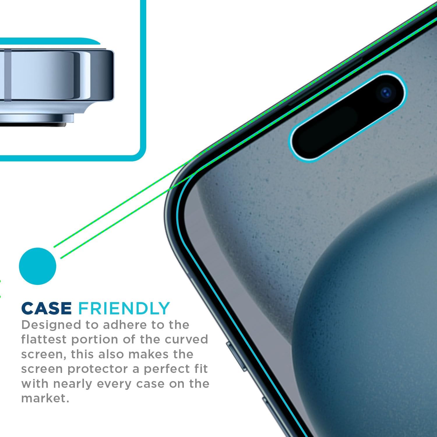Tech Armor Protector de pantalla de privacidad para iPhone 15 de 6.1 pulgadas, vidrio templado balístico, antiespía, compatible con fundas, fácil