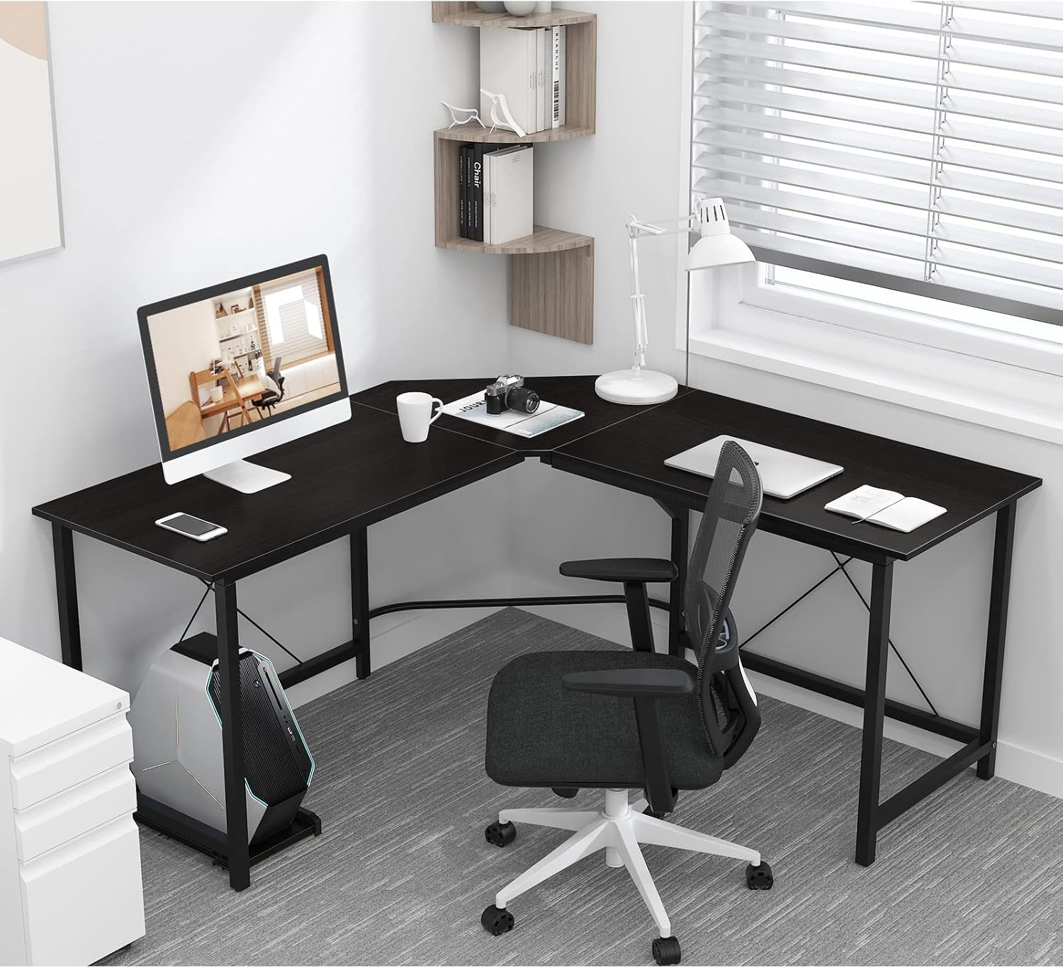Need Escritorio de computadora en forma de L de 59 x 59 pulgadas, escritorio esquinero para juegos, escritorio de oficina en casa, escritorio de