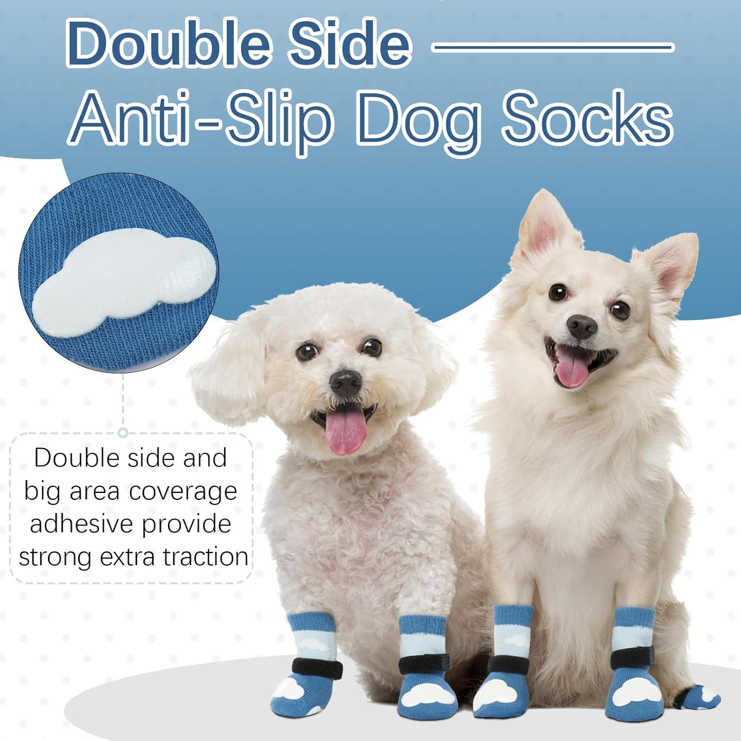 Kuoser Calcetines para perros grandes, calcetines antideslizantes de doble cara para suelos de madera dura, calcetines de tracción suaves para