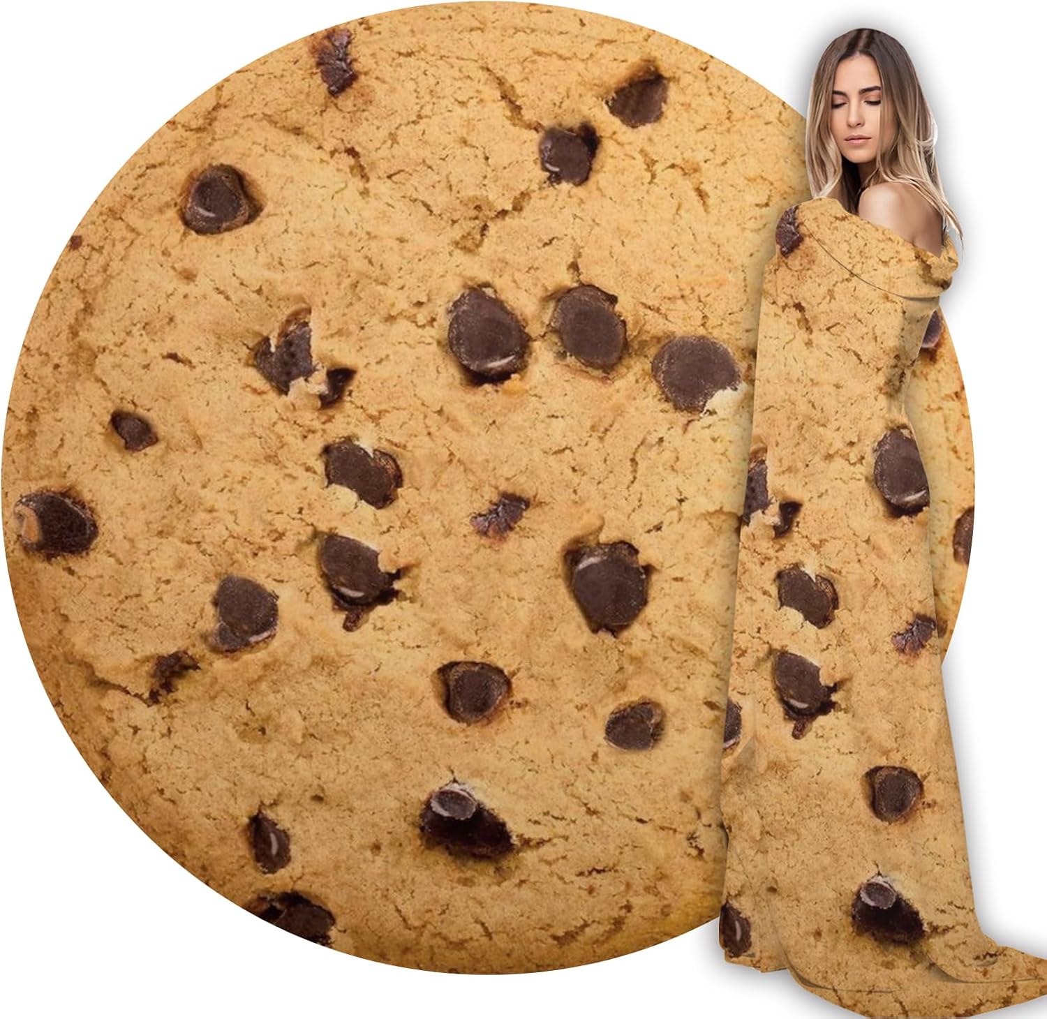Manta de galletas para adultos y niños, suave y cómoda manta redonda de franela novedosa para ropa de cama, manta gigante de comida para regalos