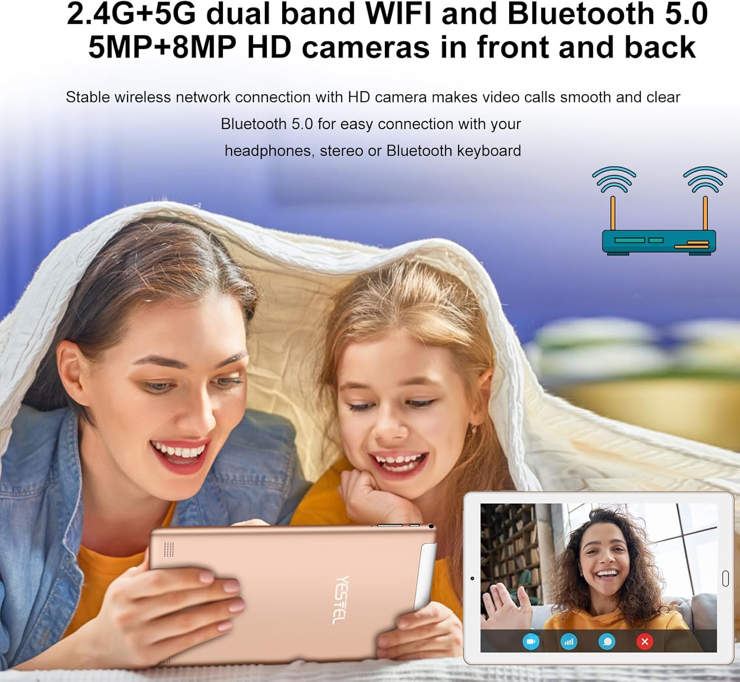 YESTEL Tablet Android 13 de 10.1 pulgadas con procesador Octa-Core, 10 GB de RAM+64 GB de ROM (expandir a 1 TB), cámara dual de 5 MP+8 MP, WiFi,