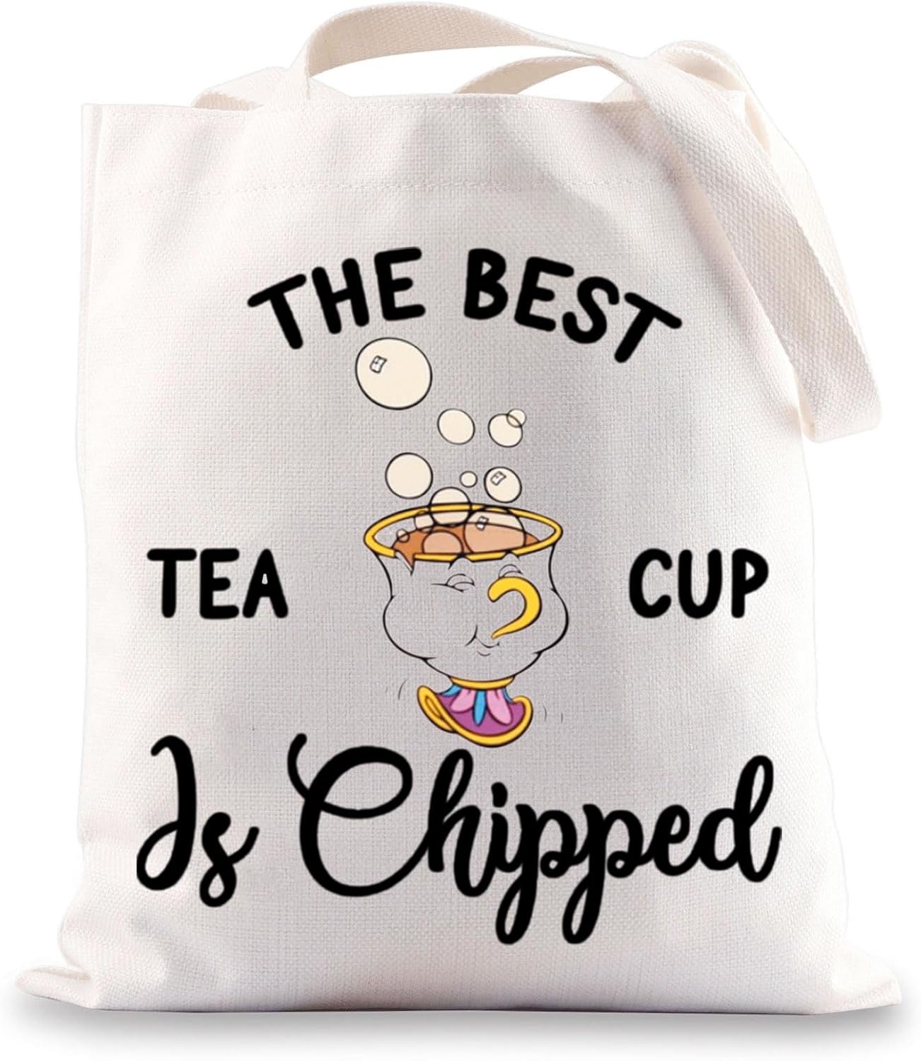 G2TUP Chip and Mrs Potts Bolso de hombro Tea Party Tote The Best Teacup Is Chipped Bolsa de lona inspirada en Belle Beast
