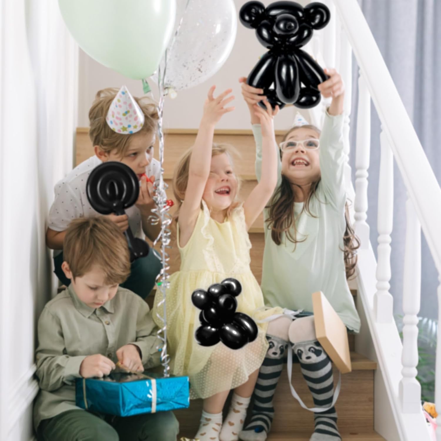 KAWKALSH Globos largos negros para animales de globo, 100 globos giratorios de 260 globos para guirnalda de globos, animales, modelado, cumpleaños,