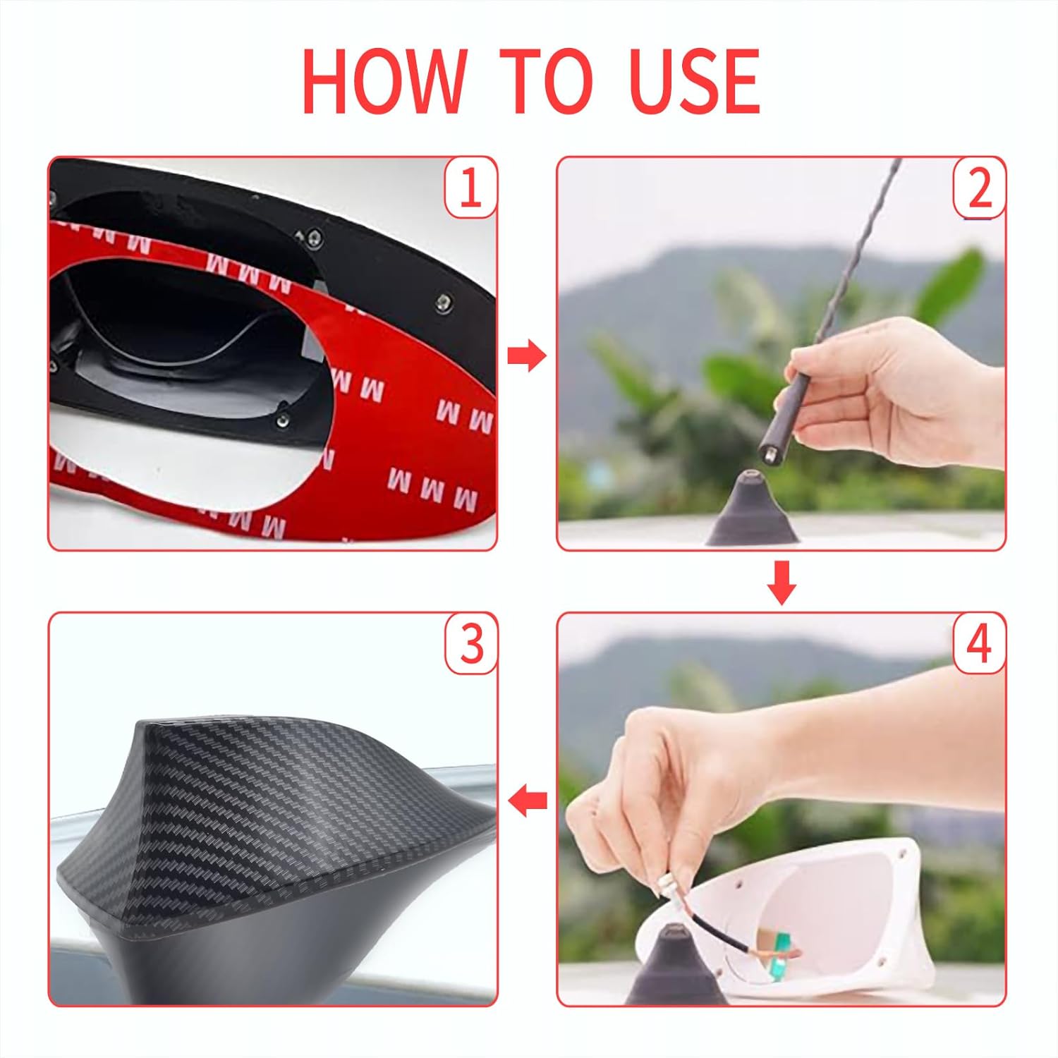 Paquete de 1 antena de aleta de tiburón para automóvil, cubierta de base de señal de radio AMFM, receptor de señal de automóvil ABS, accesorios de