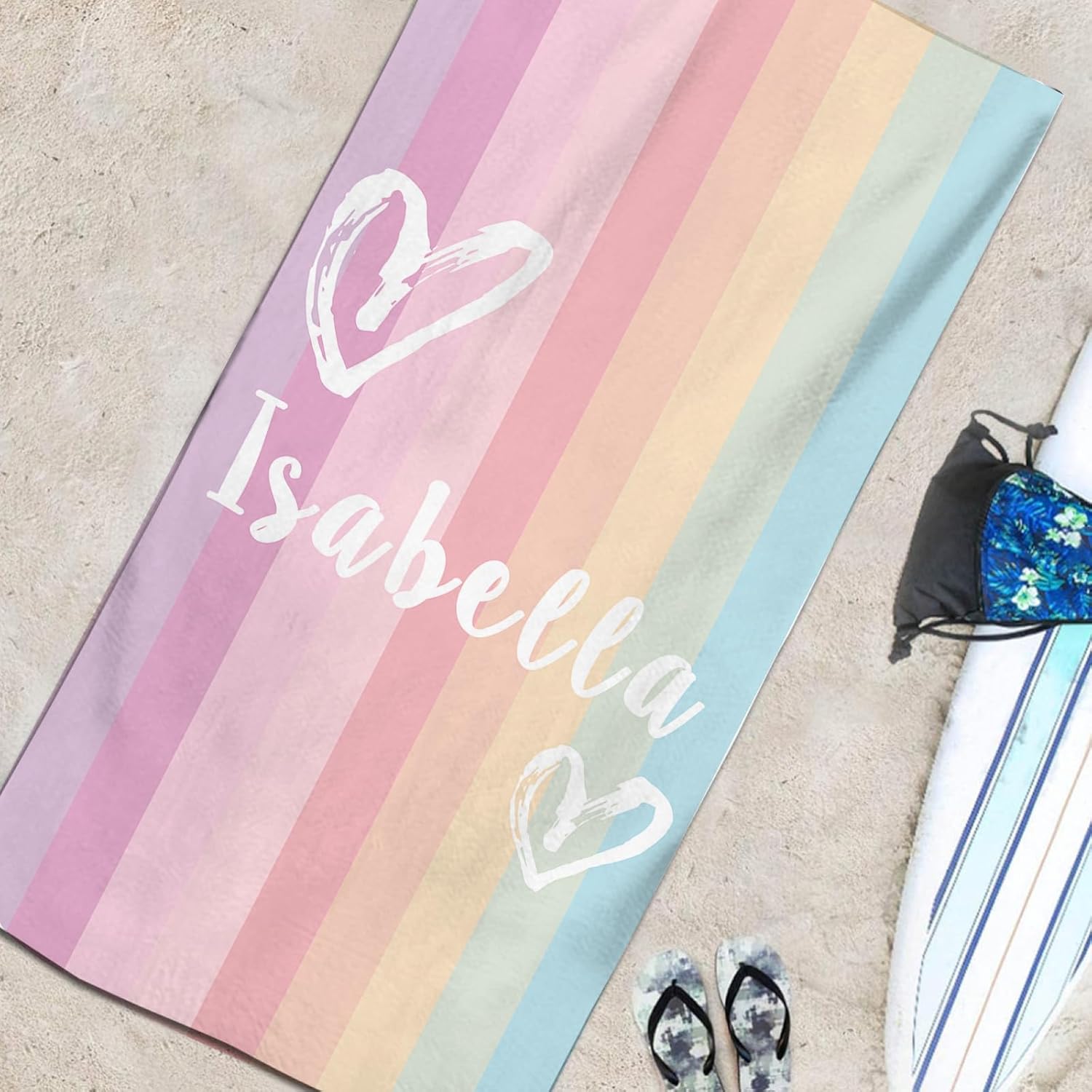 Yananka Toallas de playa personalizadas para niños, toallas de playa personalizadas con nombres, regalos personalizados para niños pequeños, niñas y