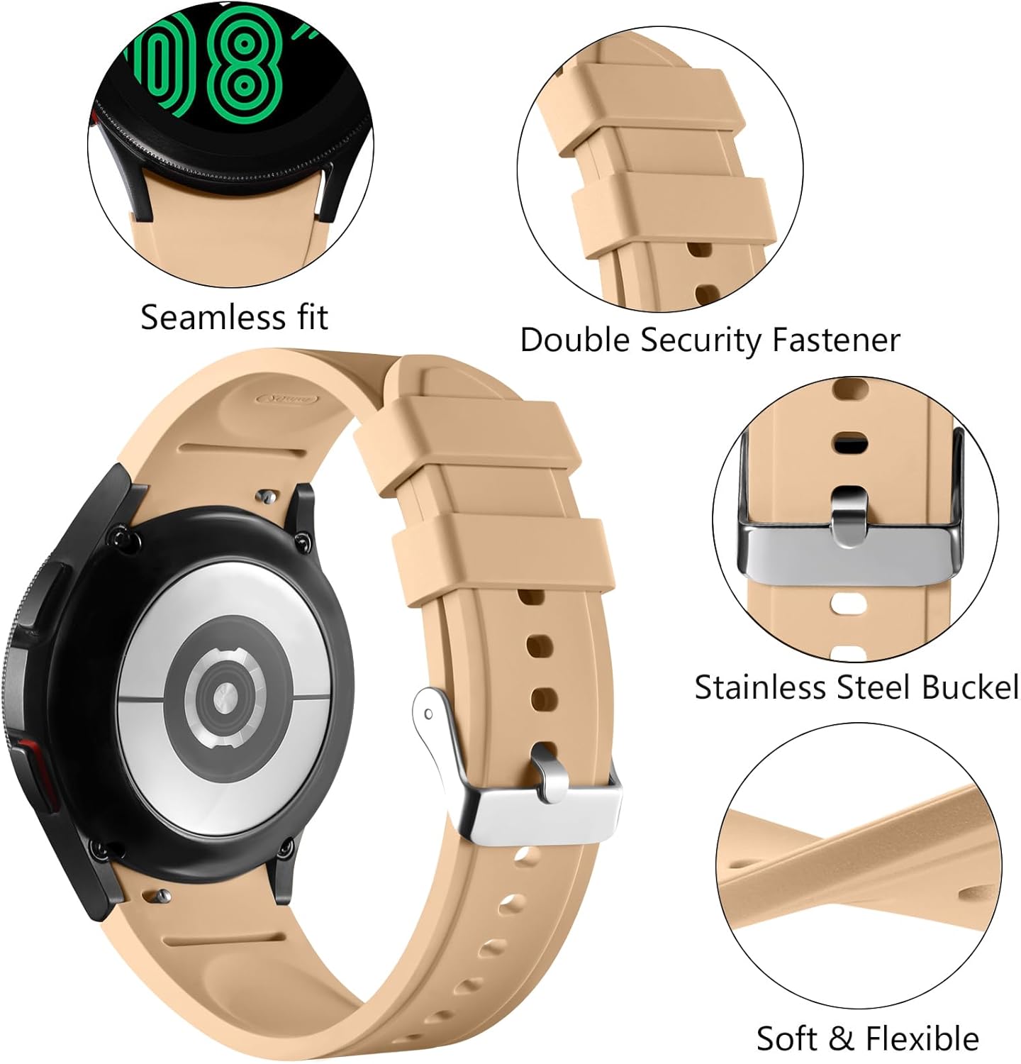 Lerobo Correa sin brecha compatible con Samsung Galaxy Watch 6 5 y 4 Band 1.732 in 1.575 inWatch 5 Pro Band 1.772 inGalaxy Watch 4 Classic 1.811 in