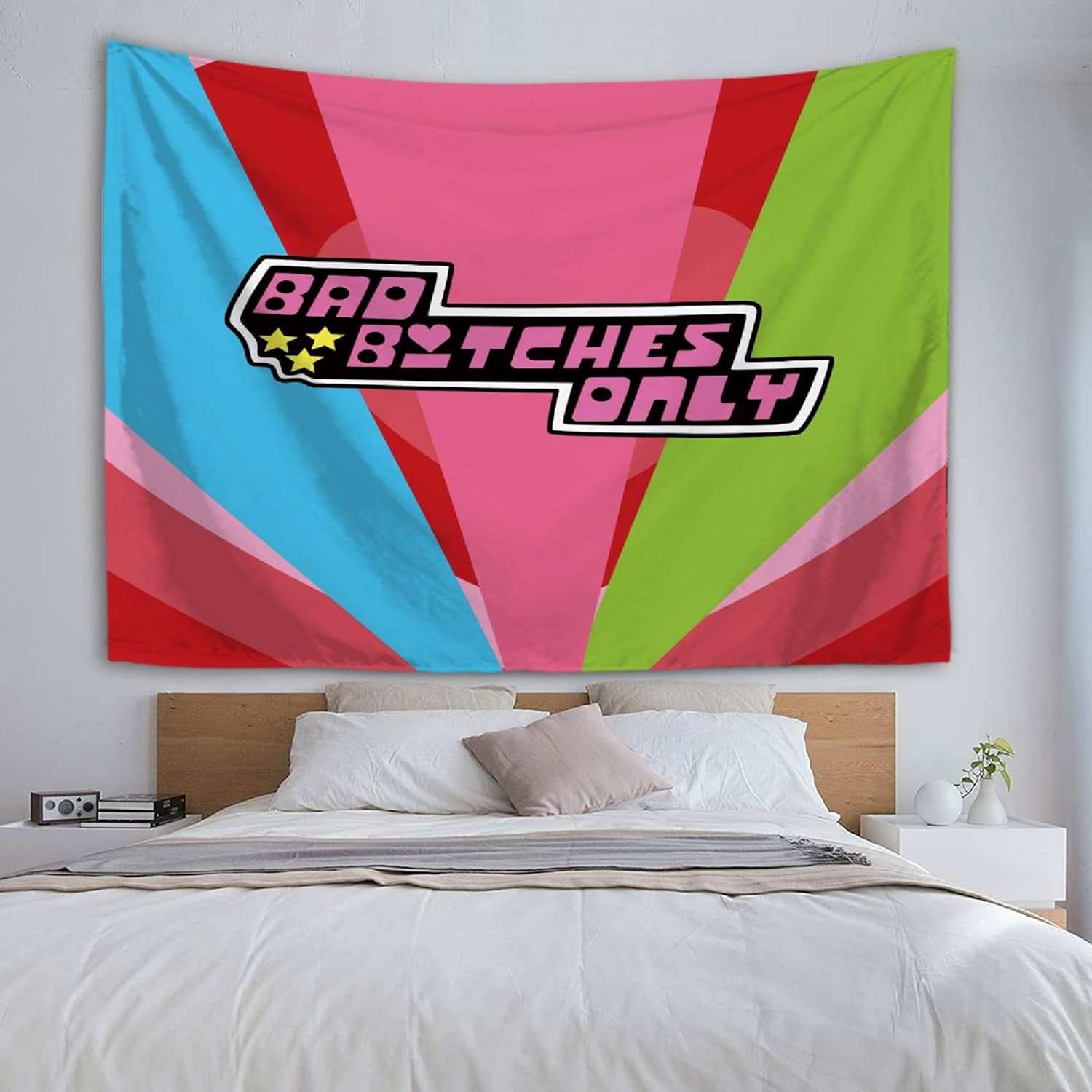HuxtleEssentials Tapiz de pared retro femenino, tapiz estético de decoración hippie, arte de pared vintage de los años 70 y 60, para colgar en la