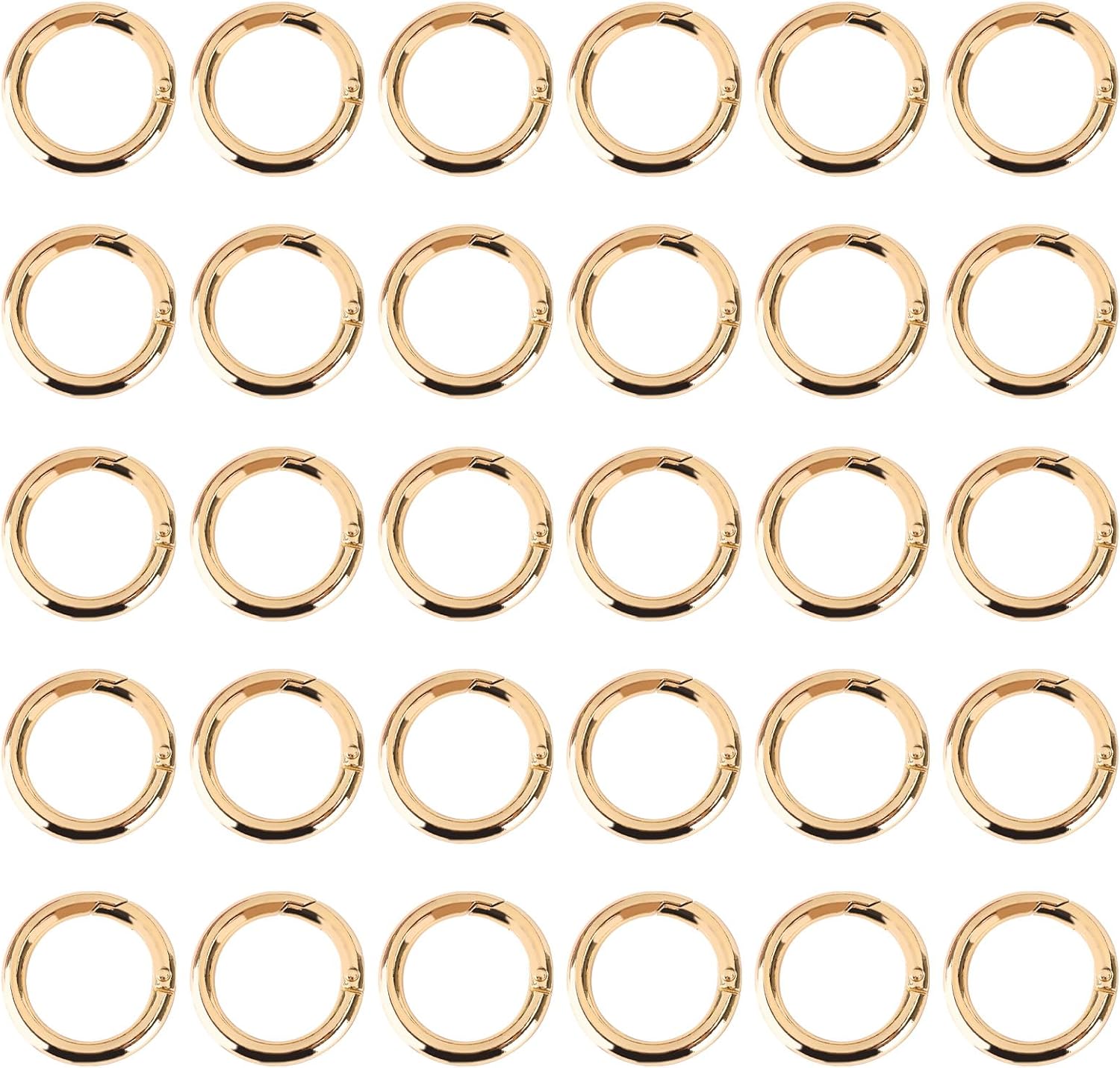 30 anillos de resorte de gatillo redondo de 1 pulgada con mosquetón a presión, anillos de gatillo circular, anillo de resorte dorado para llaveros,