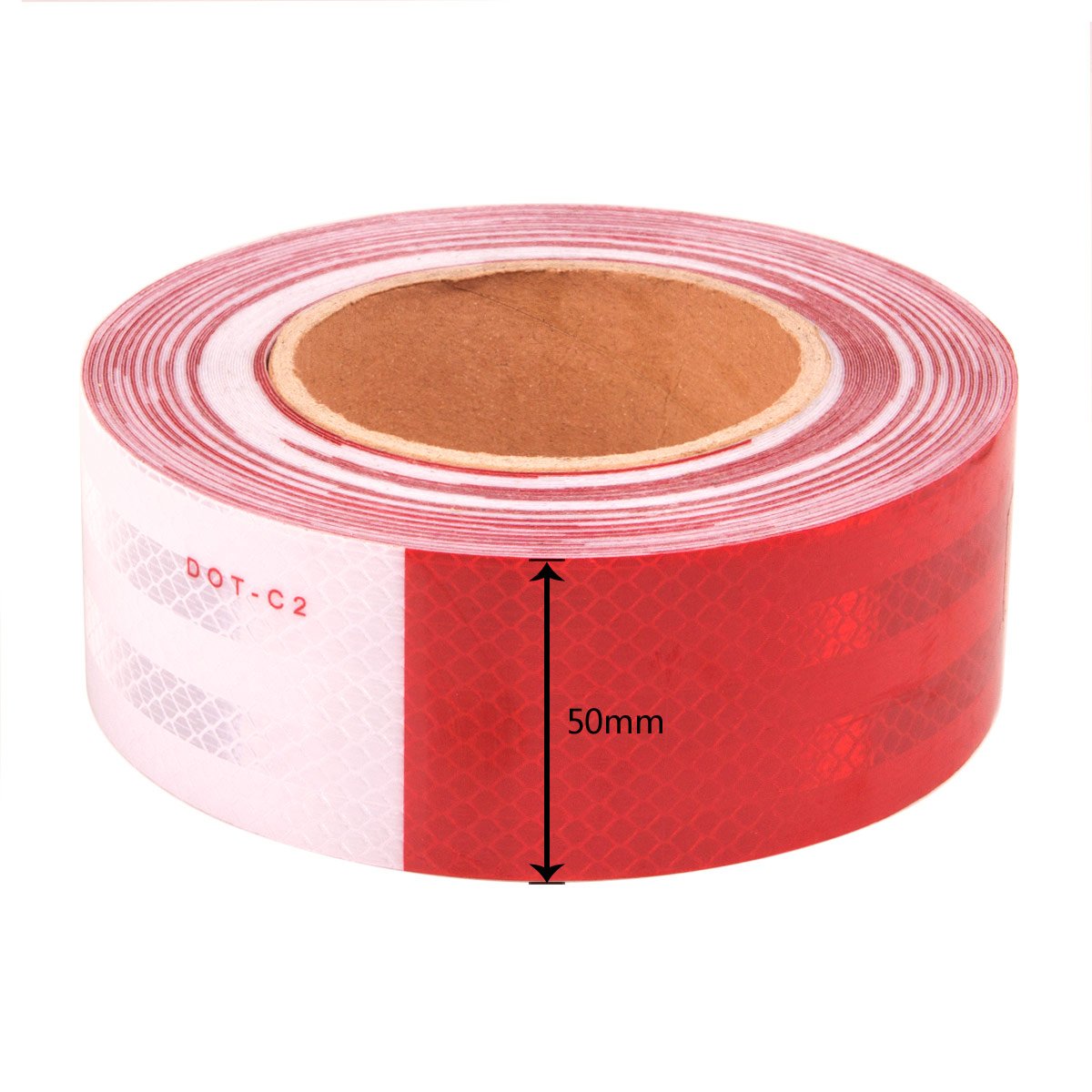 Acrux7 Cinta de seguridad reflectante, patrón de láminas retrorreflectantes DOT-C2 de 2 pulgadas x 73 pies alternando segmentos de color blanco y